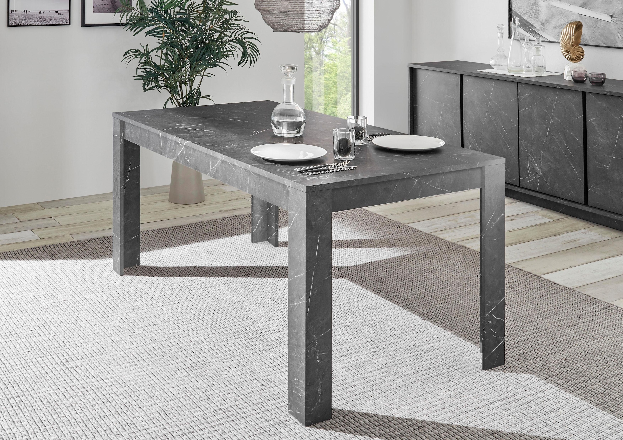 Esstisch HOME AFFAIRE "Carrara", grau (anthrazit marmor, optik, anthrazit marmor, optik, anthrazit marmor, optik), B:180cm H:79cm T:90cm, Tische, Esstisch, Breite 180 cm