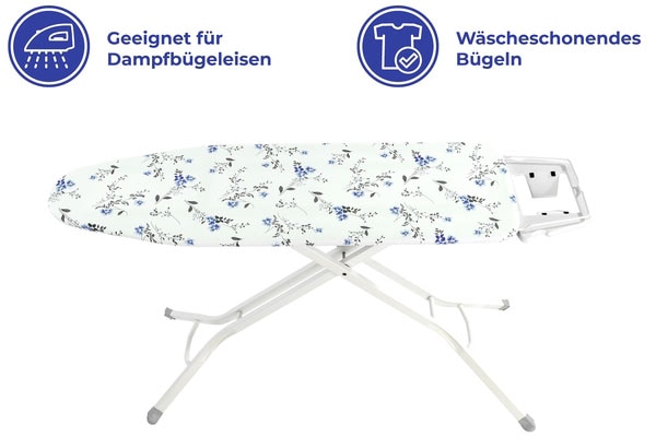 Maximex Bügelbrettbezug »Modell Keramik M Floral«, Bügeltischbezug mit Hitzereflexion und Polsterung, bis 126 x 41 cm