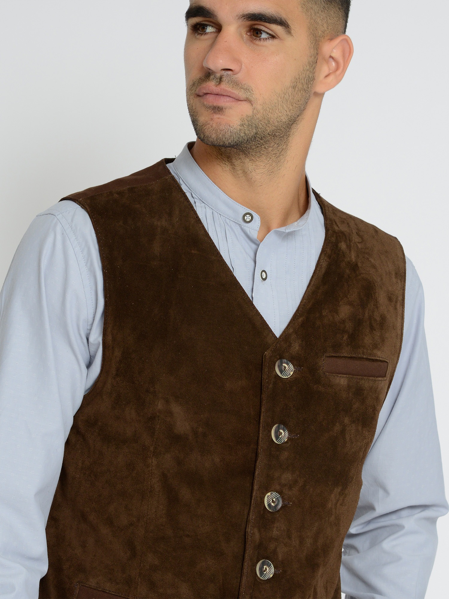 JCC 31023011 Men's Leather Vest Brown 48 3