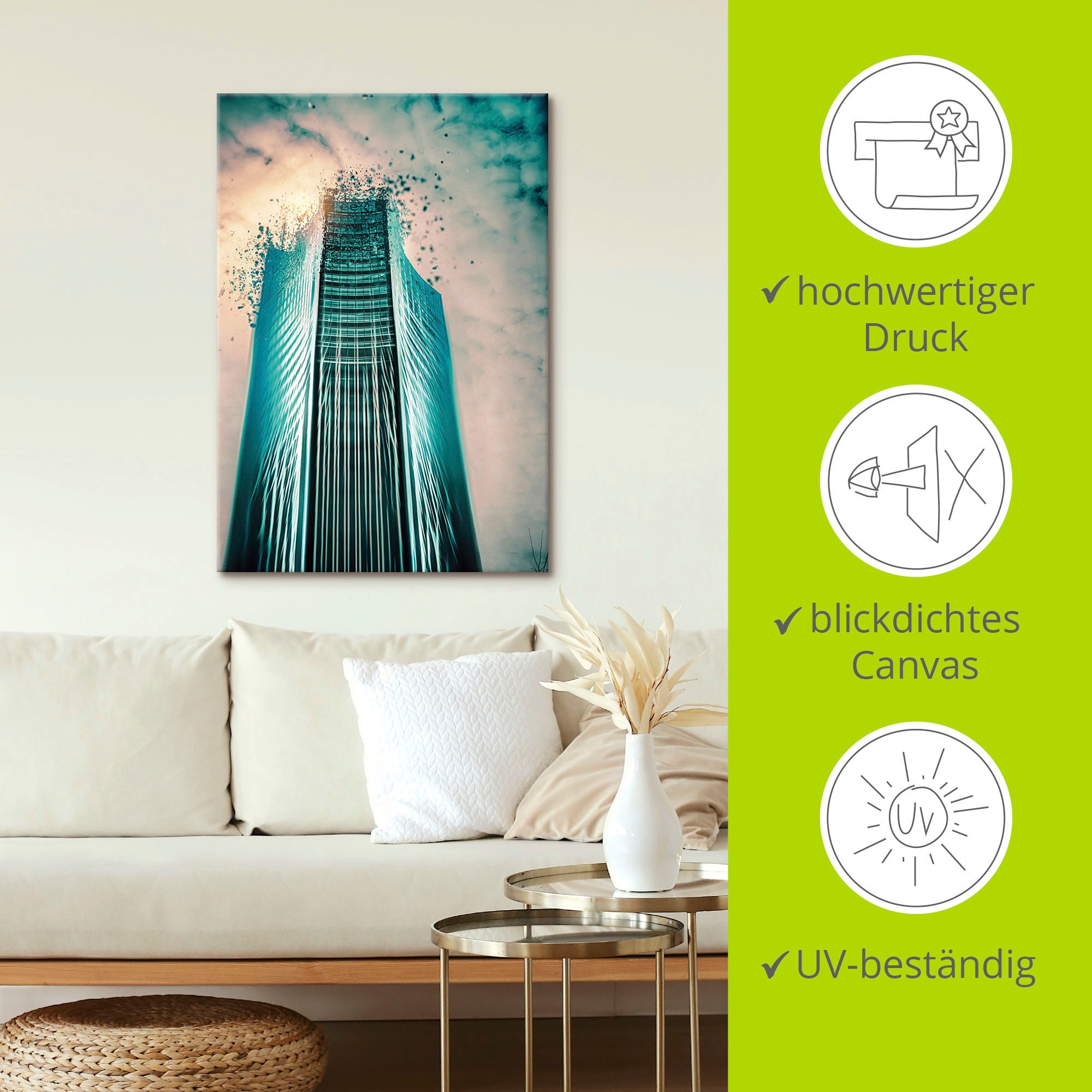 Artland Wandbild »Aufloesung, Panorama Tower City Leipzig«, Gebäude, (1 St.), als Alubild, Leinwandbild, Wandaufkleber oder Poster in versch. Größen