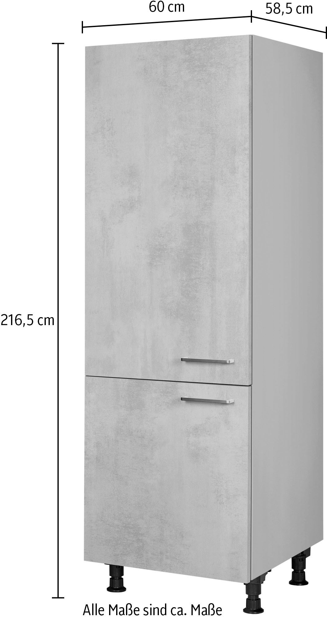 nobilia® Kühlmodul »"Riva", für ein Kühl- und Gefrierschrank, Ausrichtung wählbar«, vormontiert, Ausrichtung wählbar, Breite/Höhe: 60/216,6 cm