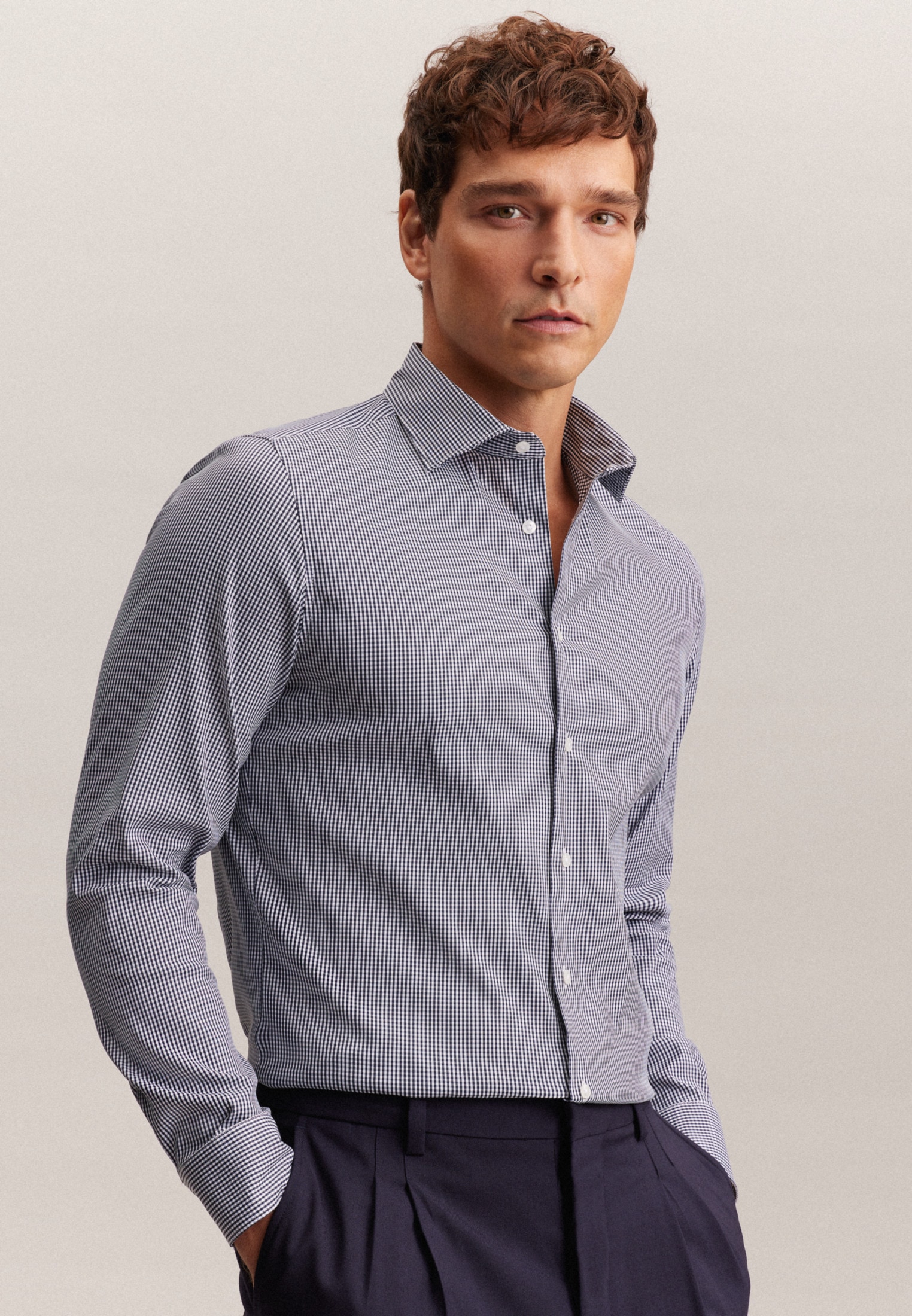 seidensticker Businesshemd "Slim", Slim Langarm Kentkragen Karo günstig online kaufen