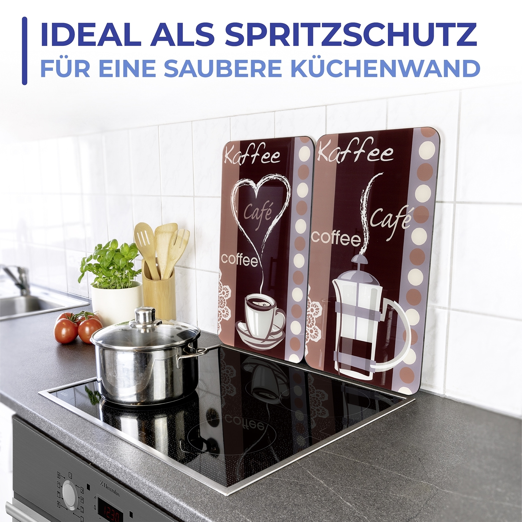 Maximex Herd-Abdeckplatte »Universal Modell Kaffeeduft«, (Set, 2 tlg.), Herdabdeckung für alle Herdarten, kratzfest, mit rutschfesten Füßen
