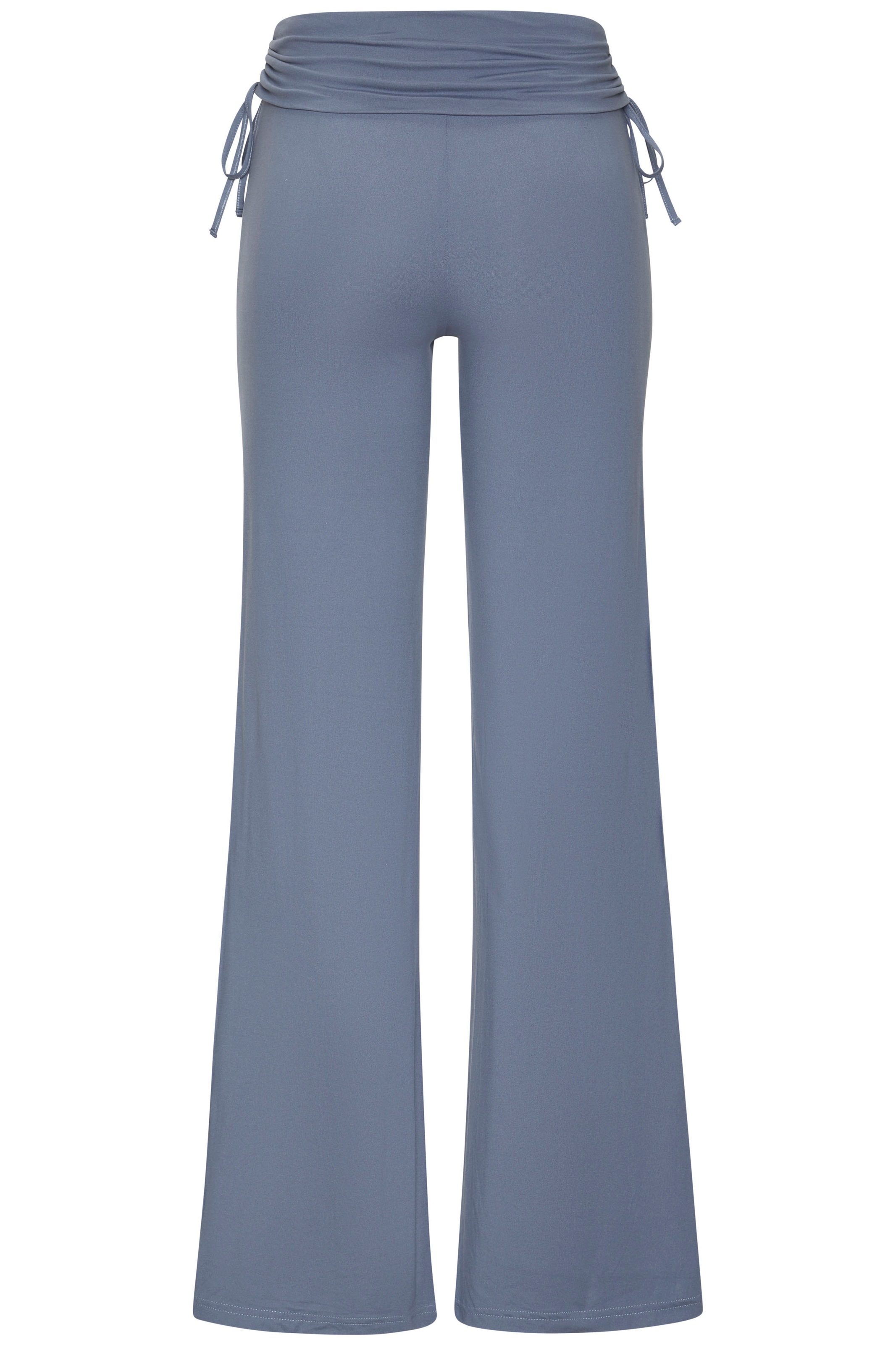 Jazzpants LASCANA, Damen, Gr. 40/42, N-Gr, blau (jeans), Single Jersey, Obermaterial: 93% Polyester, 7% Elasthan, unifarben, Basic, lang, Hosen, mit Umschlagbund zum Raffen 3