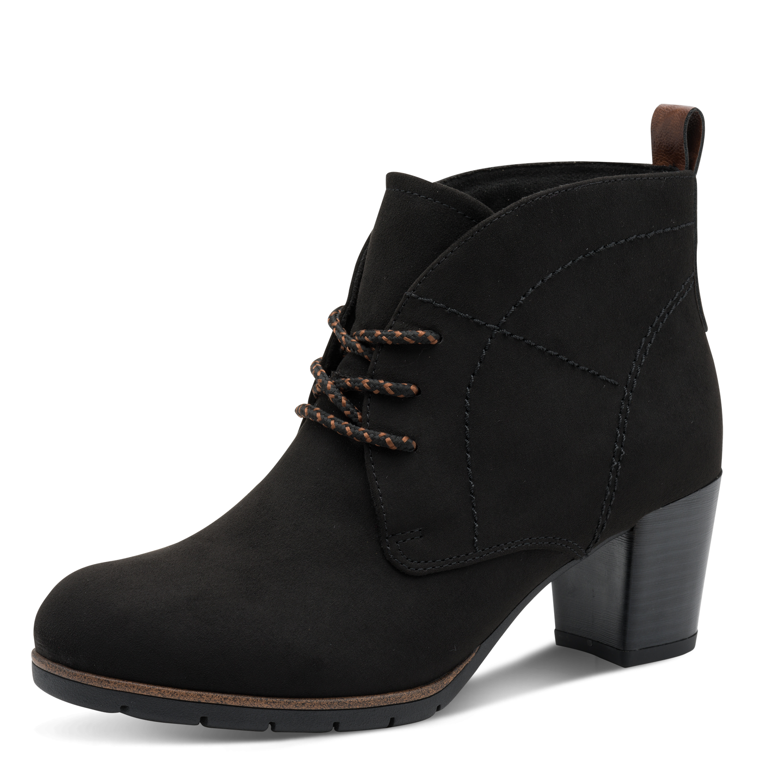 MARCO TOZZI Schnürstiefelette, Blockabsatz, Ankleboots, Schnürboots mit Ziernähten