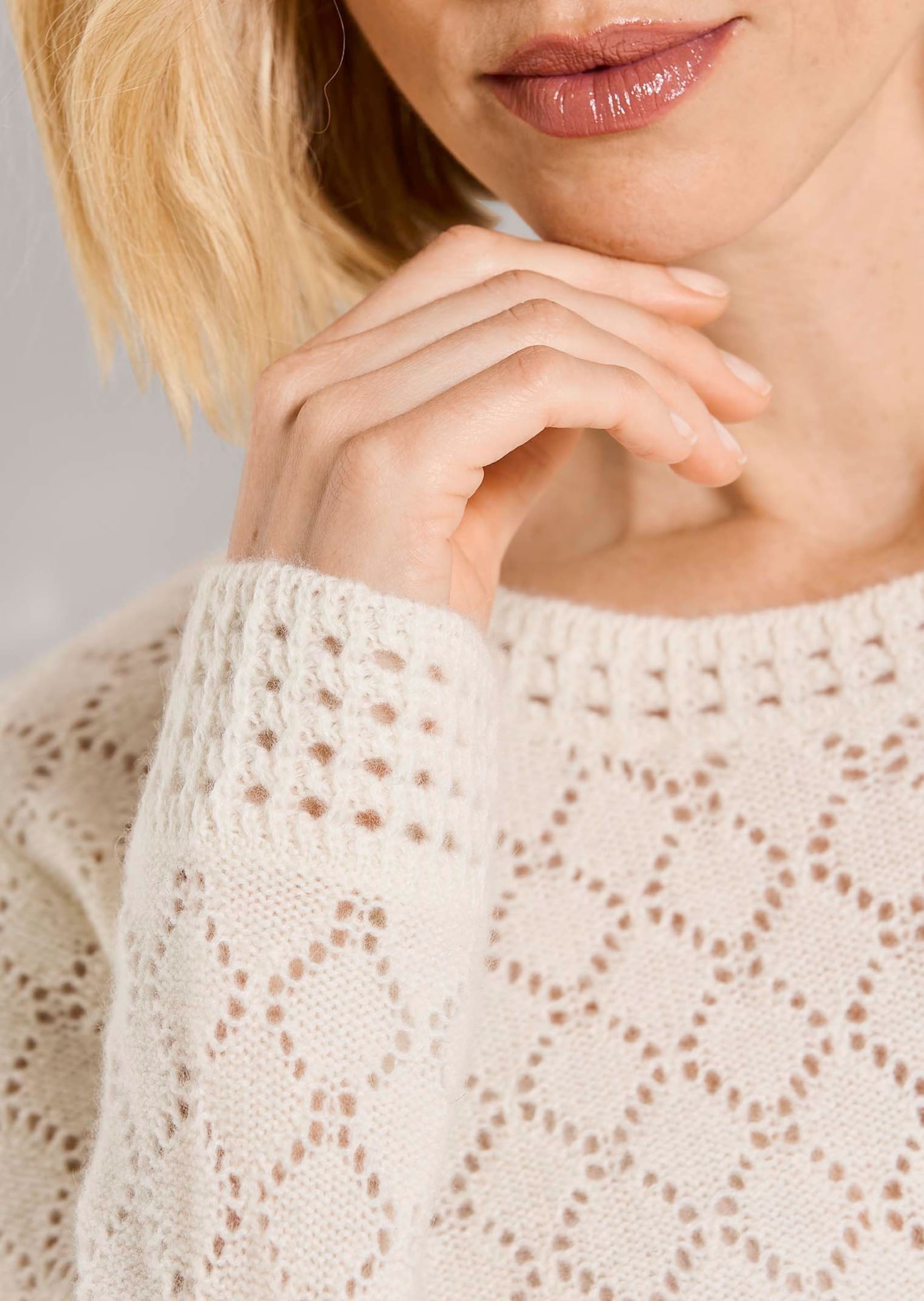 MADELEINE Longpullover »Kaschmirpullover Sommerpulli mit Ajourmuster«