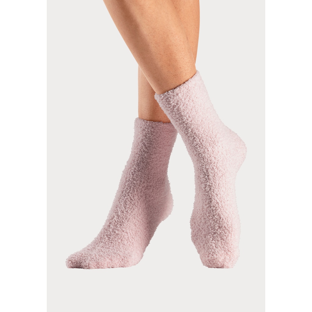 LASCANA Kuschelsocken, (Packung, 4 Paar), weich und warm, aus Flausch-Qualität