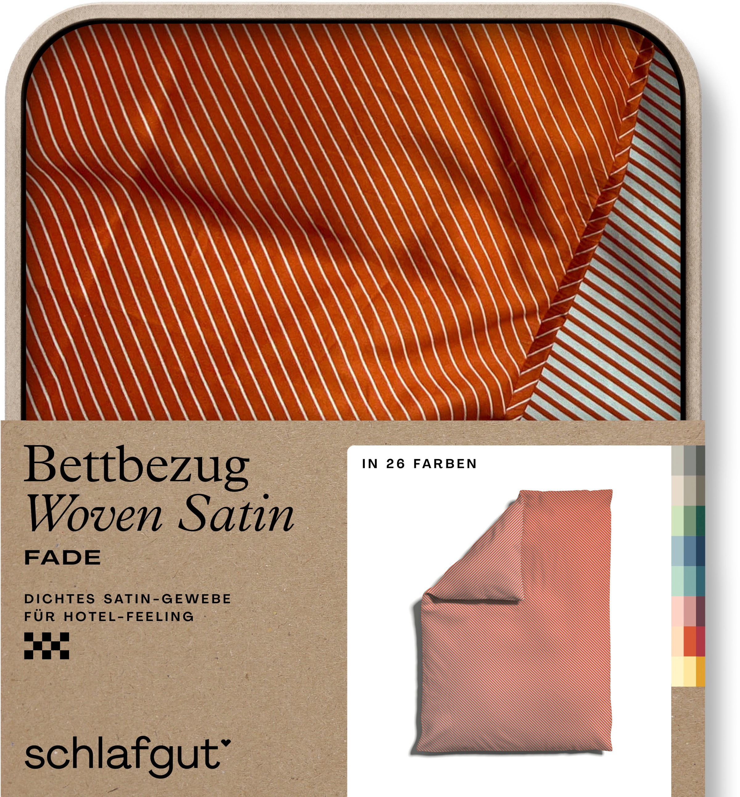 Schlafgut Bettbezug "Premium Bettbezug Woven Fade Satin (1 St)" Ton-in-Ton Reißverschluss, Fadendichte von 300tc, Streifen, OEKO Tex