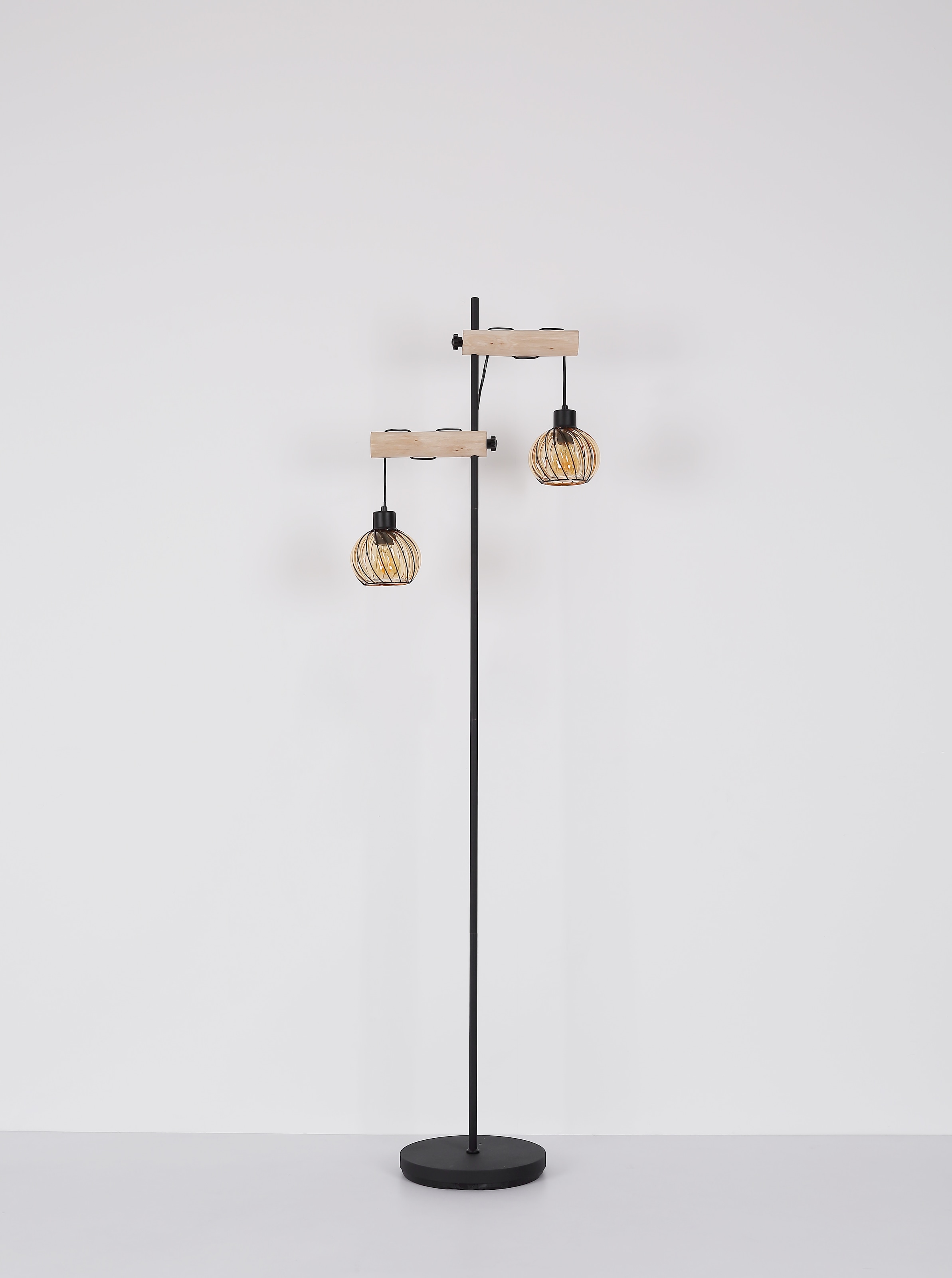 GLOBO LIGHTING Stehlampe »PAULO«, Leuchtmittel E27 | ohne Leuchtmittel, Stehlampe/Holz/Glas amber/Wohnzimmer/Schlafzimmer