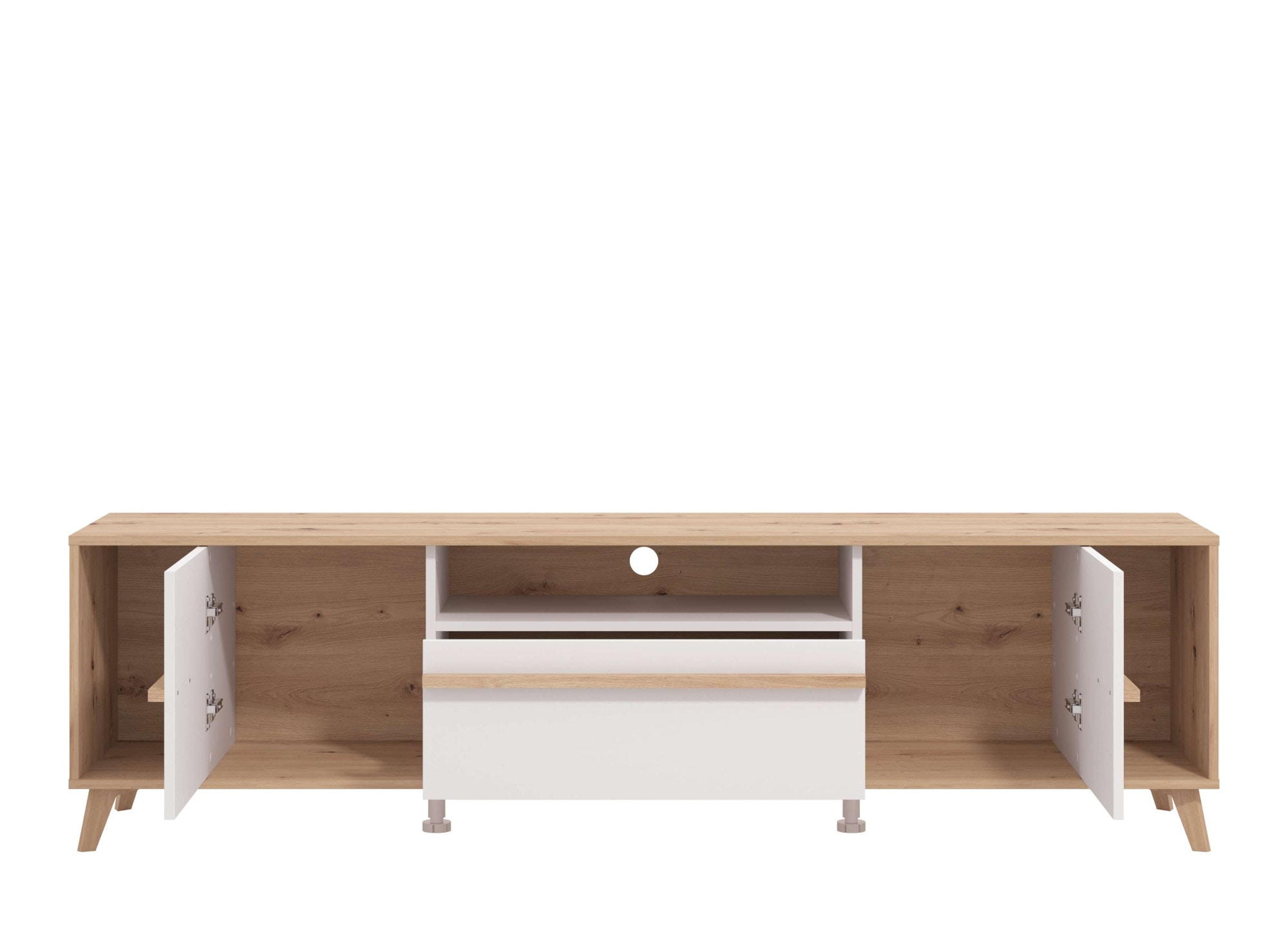 INOSIGN Lowboard »Orleans, TV-Lowboard, TV-Schrank, TV-Ständer, Breite 190 cm«, Kommode, Opaque Weiß/Artisan Eiche Dekor,modernes und elegantes Design