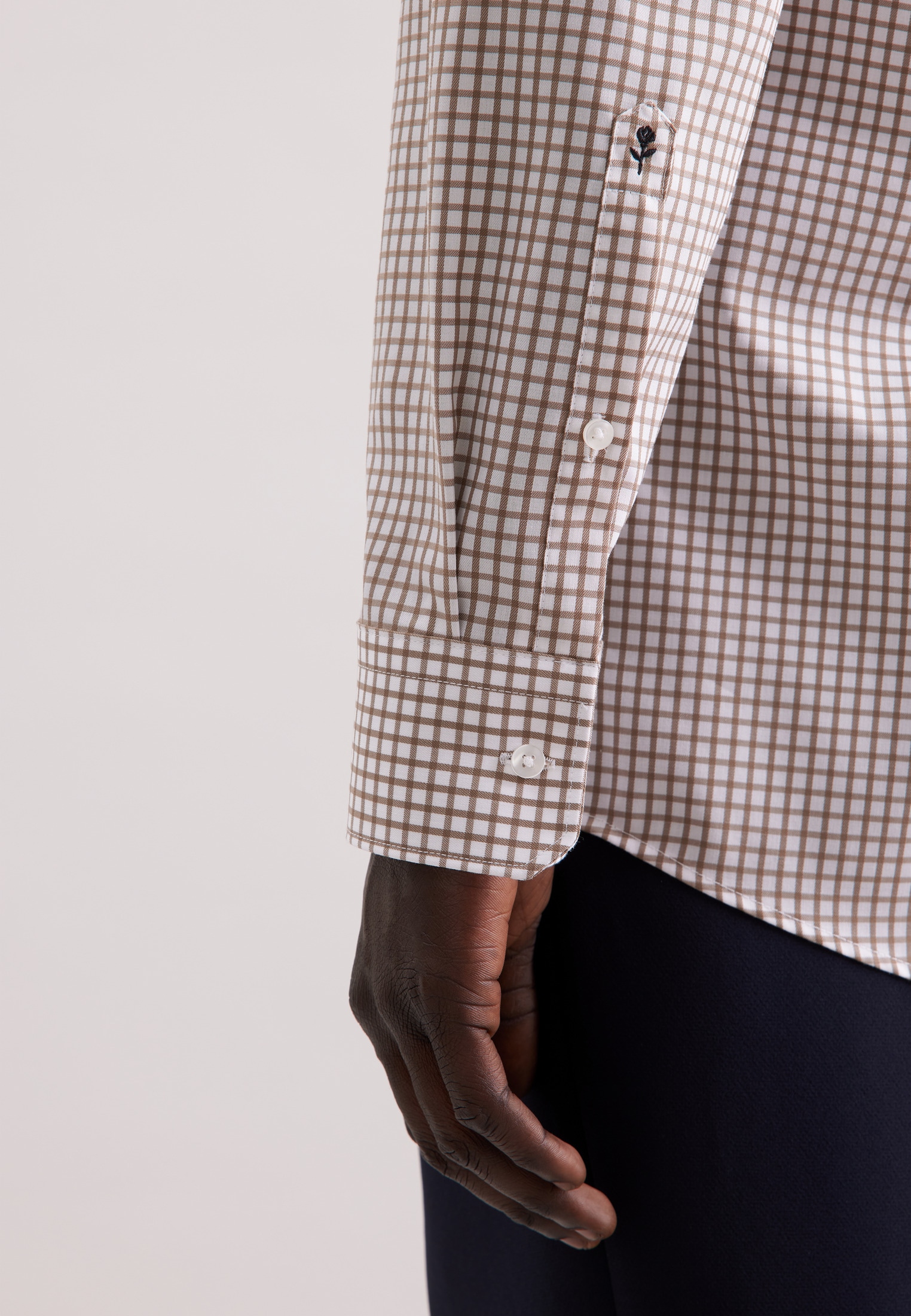 seidensticker Businesshemd »Schwarze Rose«, Regular 1/1 Covered-Button-Down-Kragen Karo