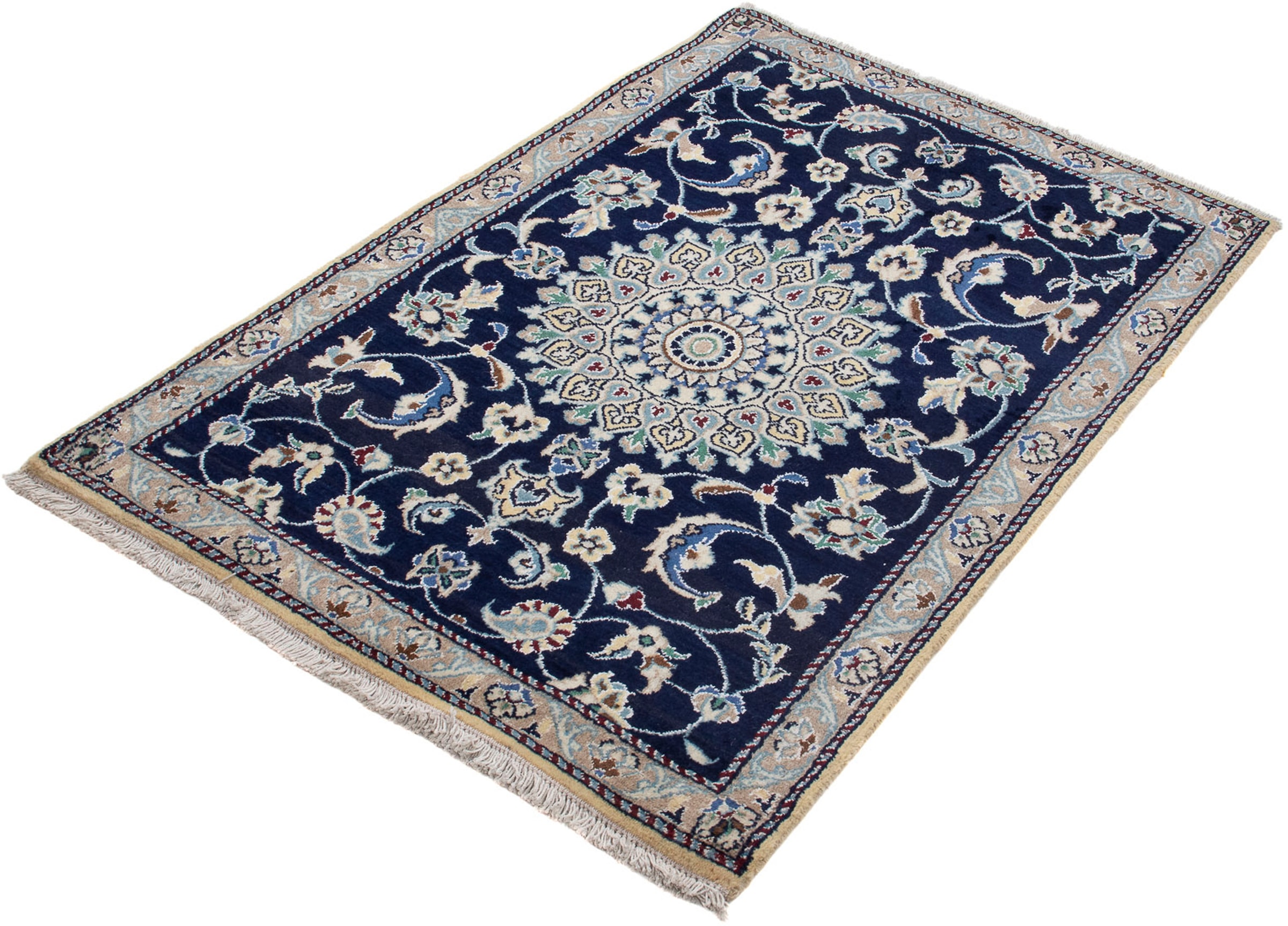 morgenland Orientteppich "Perser - Nain - 137 x 83 cm - dunkelblau", rechteckig, 10 mm Höhe, Wohnzimmer, Handgeknüpft, E