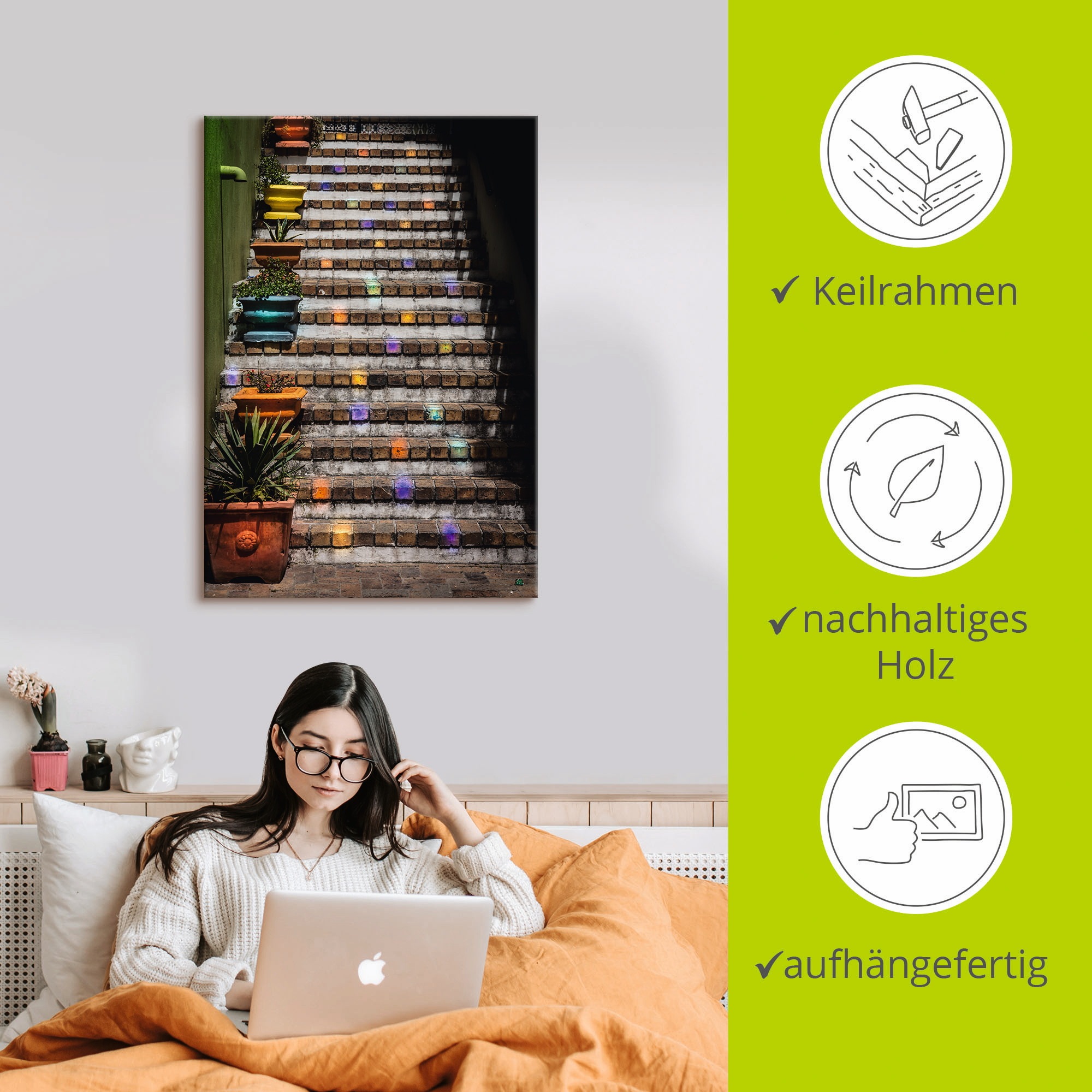 Artland Wandbild »Die Treppe«, Gebäude, (1 St.), als Leinwandbild, Poster, Wandaufkleber in verschied. Größen