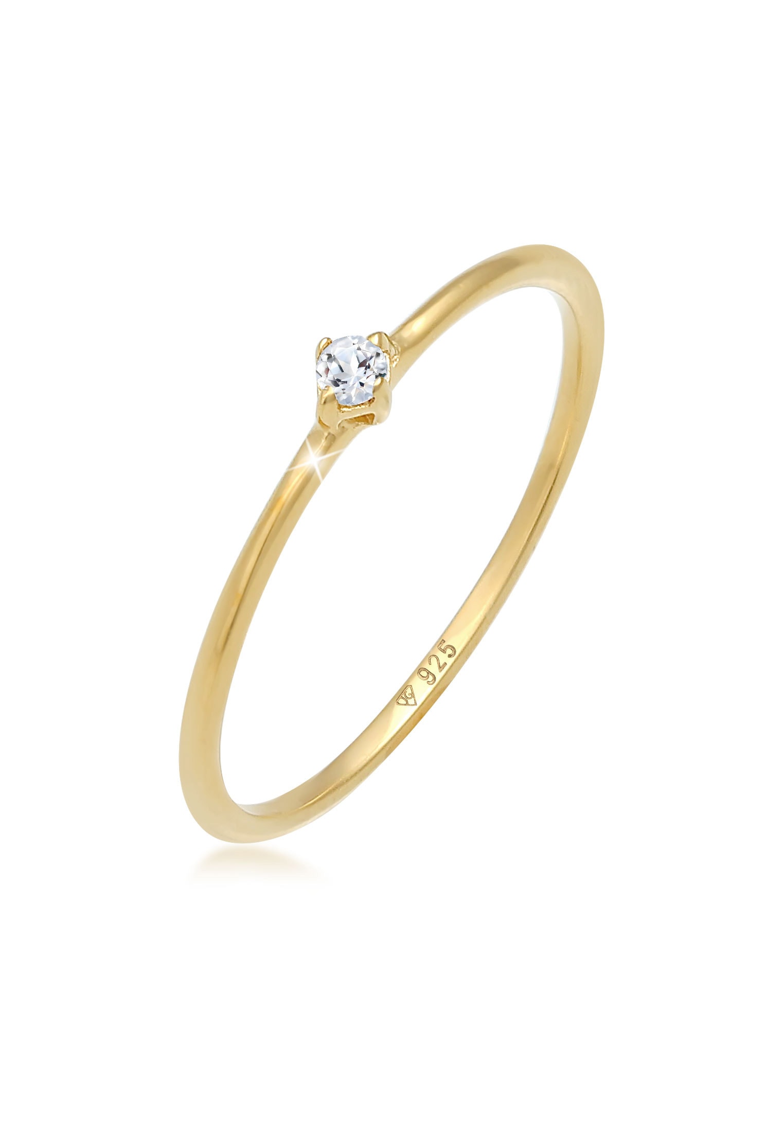 "Verlobungsring ELLI PREMIUM ""Ring Stapelring Topas Solitär Verlobung 925 Silber"" Gr. 54, gold, Fingerringe, Damen, 54, Silber 925