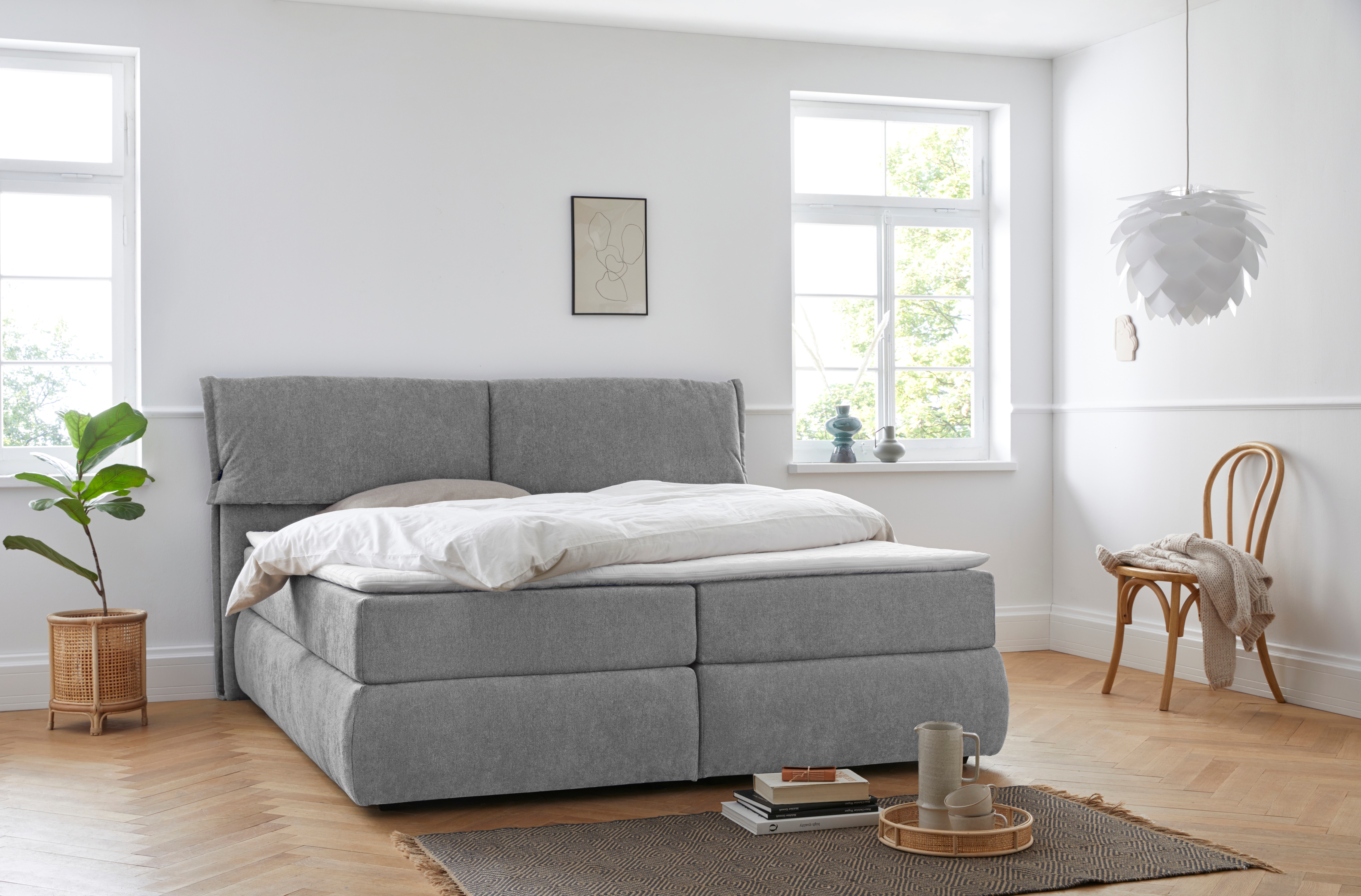 OTTO home Boxspringbett "Jenson" in 4 Farben, 4 Breiten, 3 Matratzenarten in 2 Härtegraden, Topper