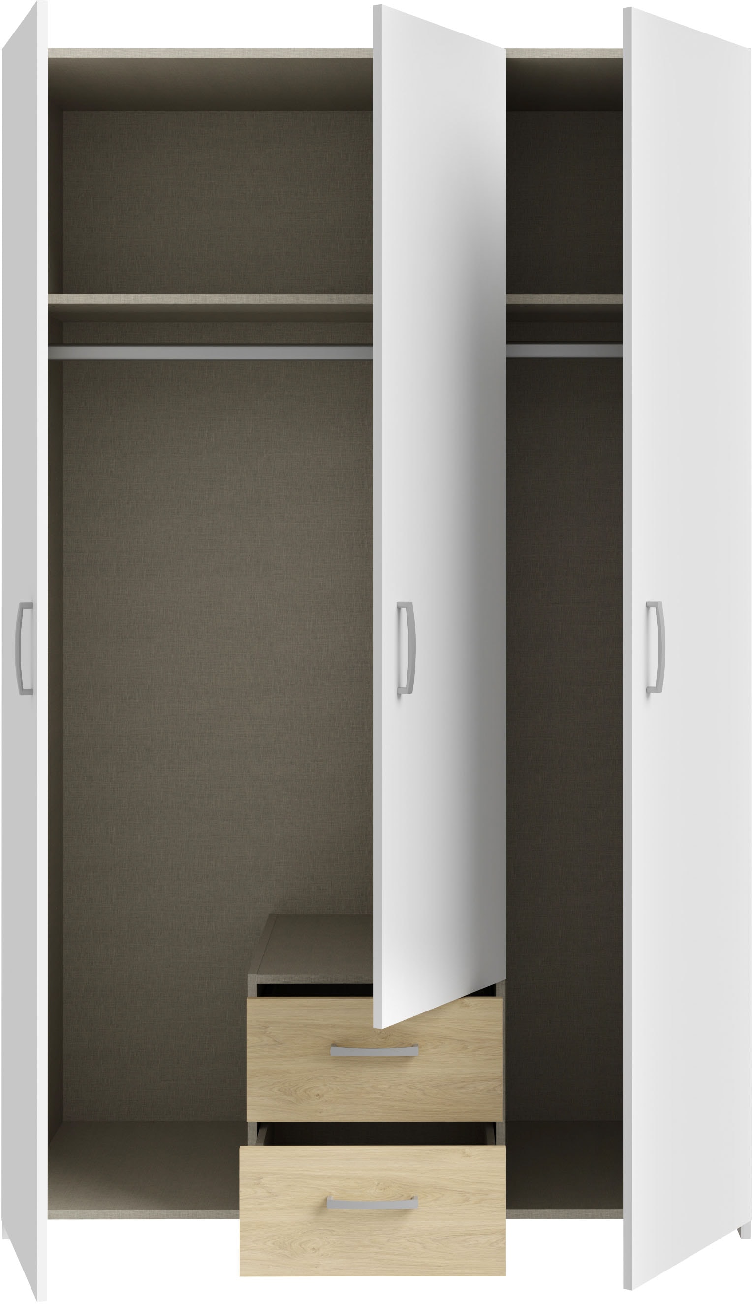 FORTE Drehtürenschrank »Econobox«, Drehtürenschrank, zeitloses Design mit alufarbigen Griffen.