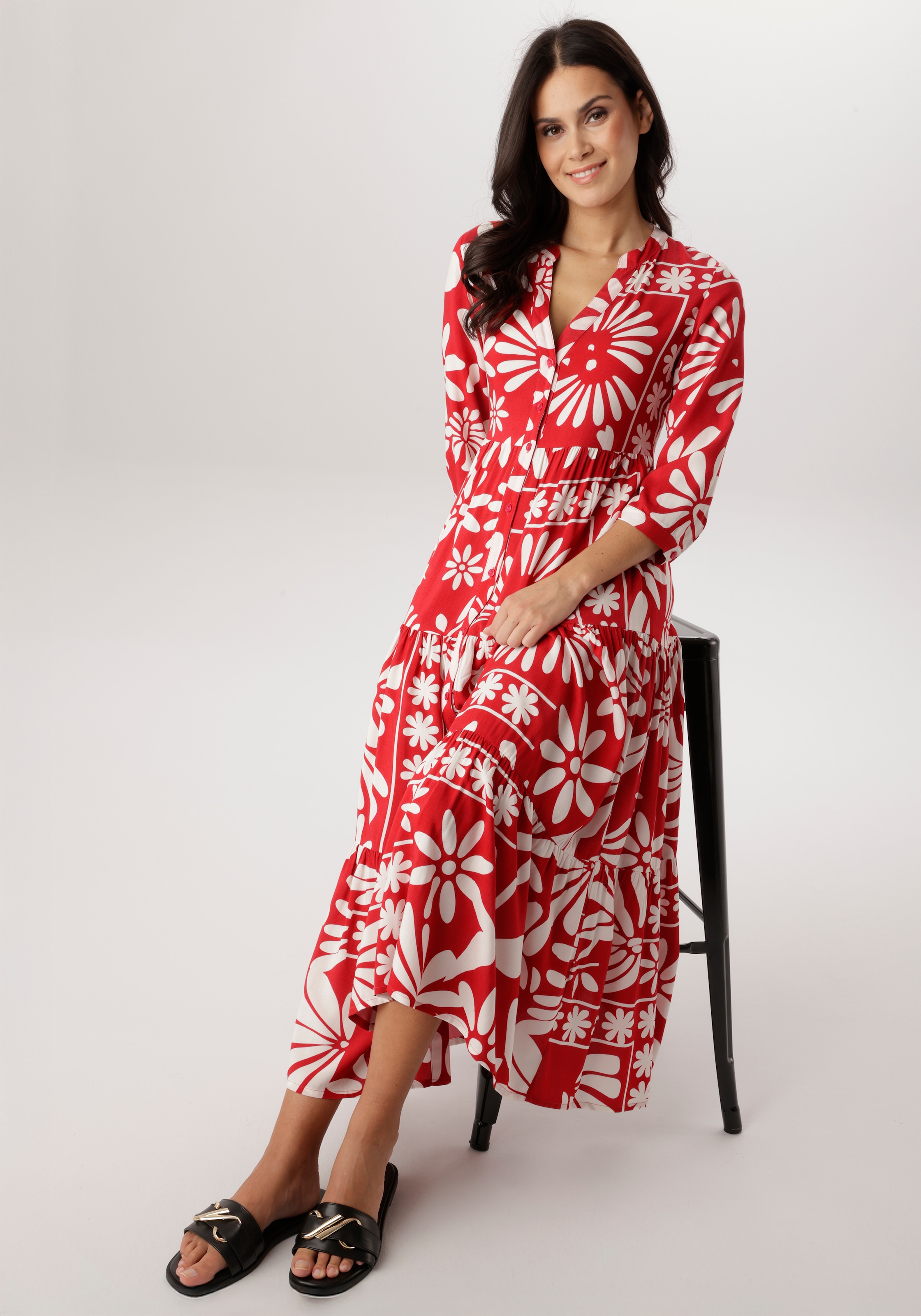 Aniston SELECTED Maxikleid mit fantasievoller Blütenmusterung - NEUE KOLLEKTION