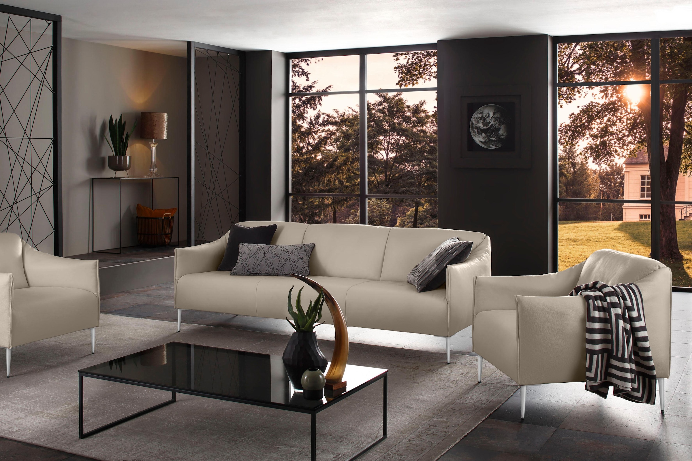 W.SCHILLIG 3-Sitzer »sally« mit Metallfüßen in Chrom glänzend, Breite 224 cm