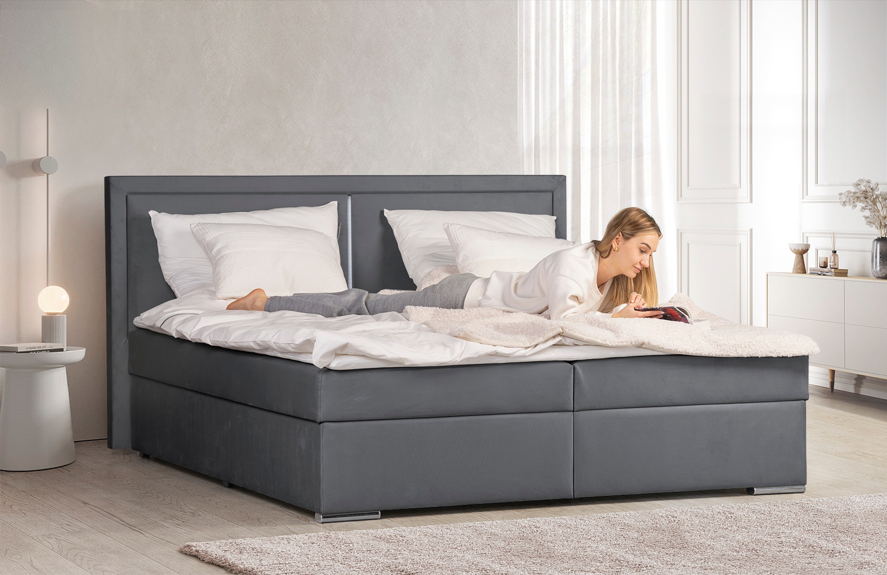 COLLECTION AB Boxbett »Athena«, Inkl. LED-Beleuchtung, Topper und Stauraum
