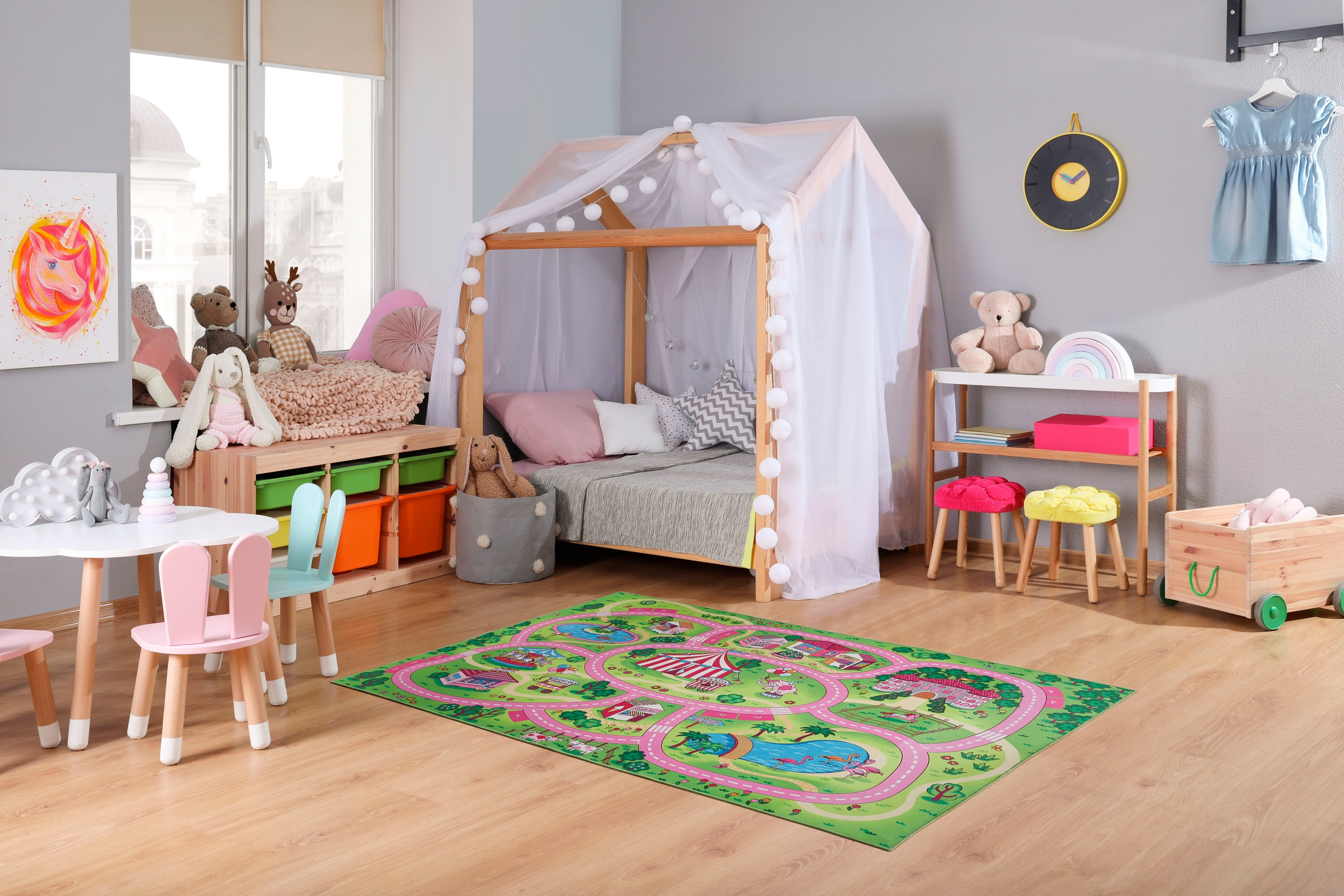 Andiamo Kinderteppich »Street«, rechteckig, 5 mm Höhe, Straßen-Spiel-Teppich, weiche Spielunterlage, rutschhemmend
