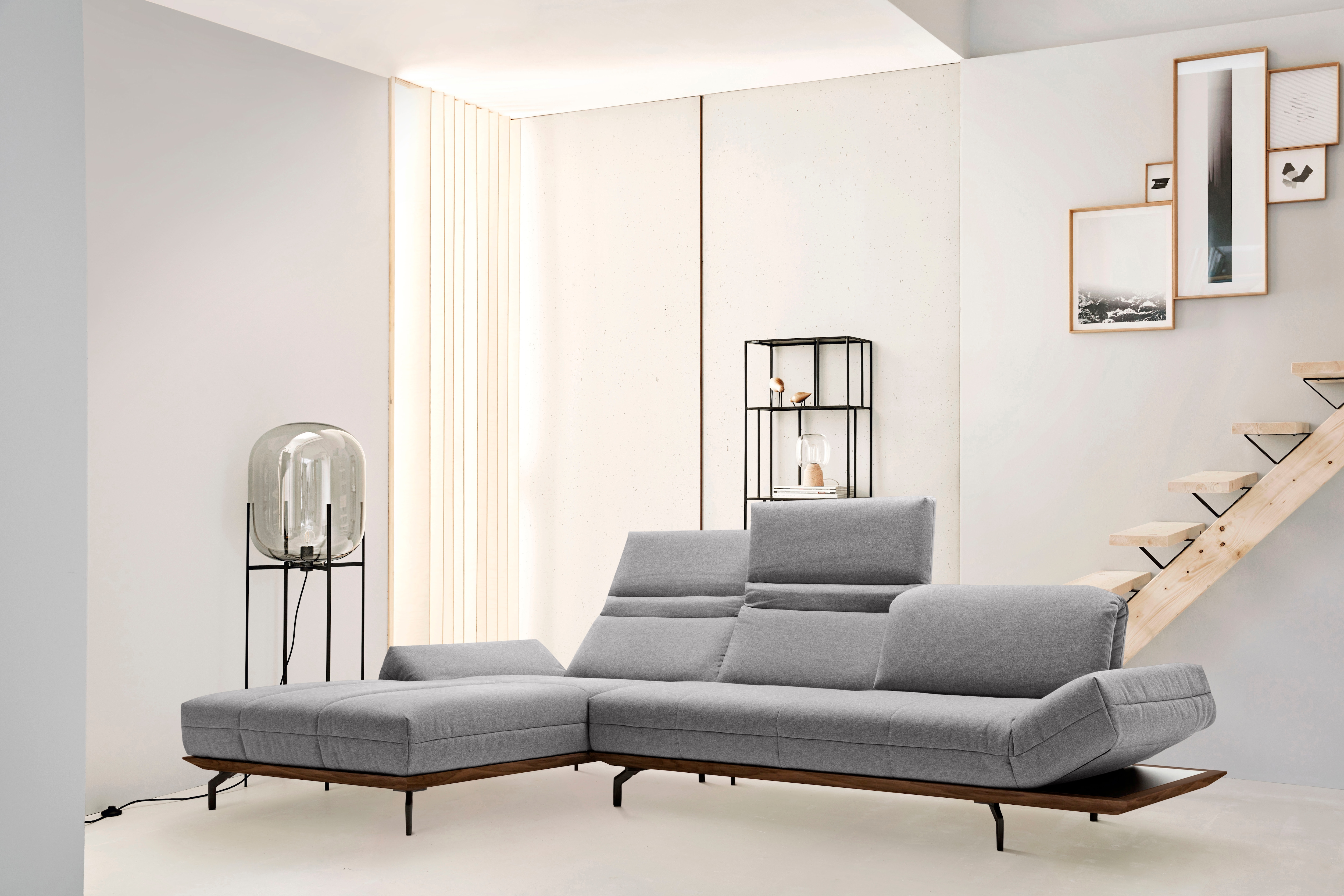 Creation BY ROLF BENZ Ecksofa "CR.420, Designecksofa, L-Form" in 2 Qualitäten, Holzrahmen in Eiche Natur oder Nußbaum, Breite 293 cm
