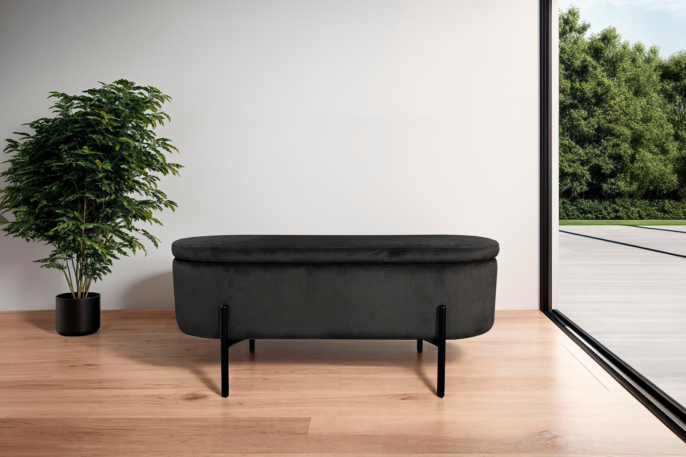 byLIVING Sitzbank »NOVA« Samt, mit Stauraum/Truhe, Innenmaß Truhe 26,5 x 83cm, Höhe: 19 cm