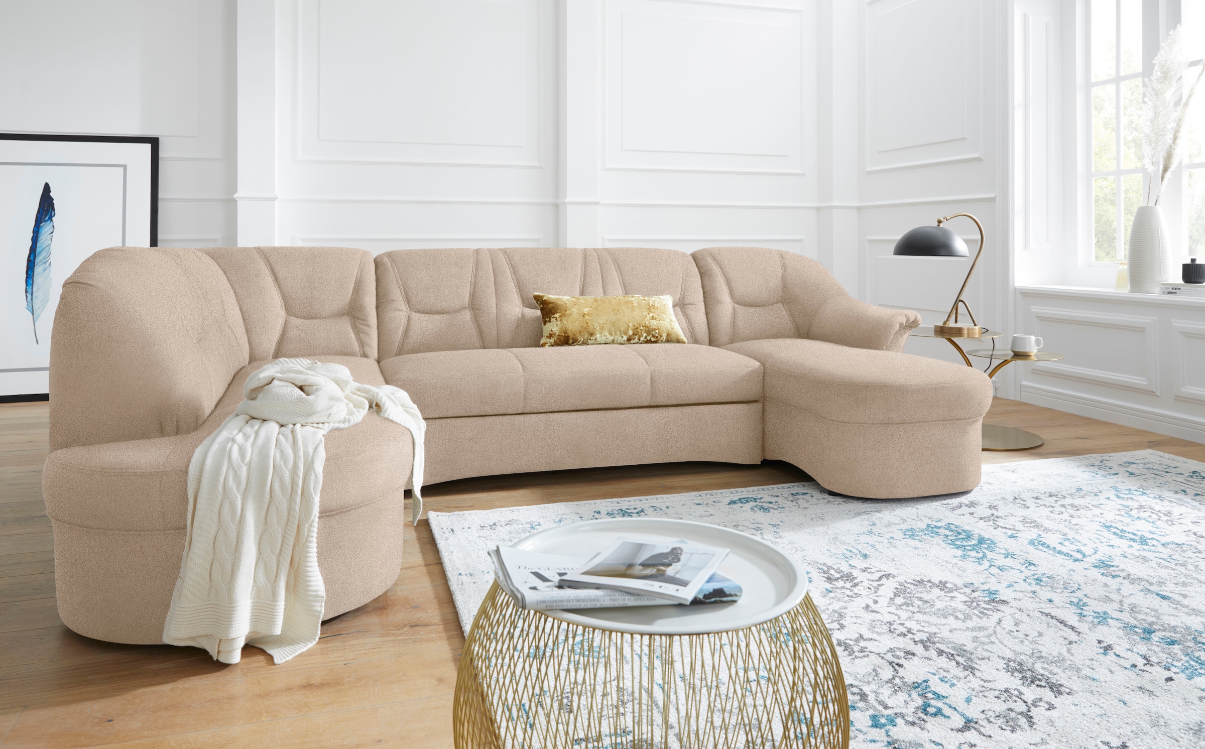 DOMO collection "SARAFINA 295x83x180 cm, auch mit Federkern für mehr Sitzkomfort" whlw. mit Bettfunktion, elegantes Design, U-Form