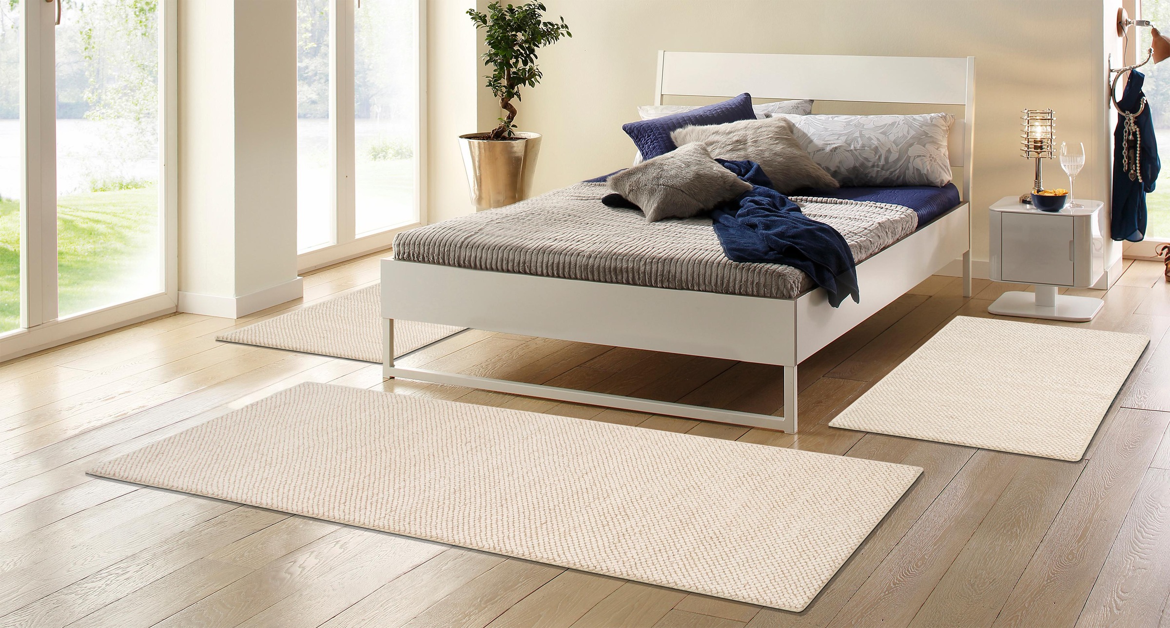 OTTO home Bettumrandung "Wolly, Handweb Teppiche" Höhe 14 mm 3 Stk. tlg. Be günstig online kaufen