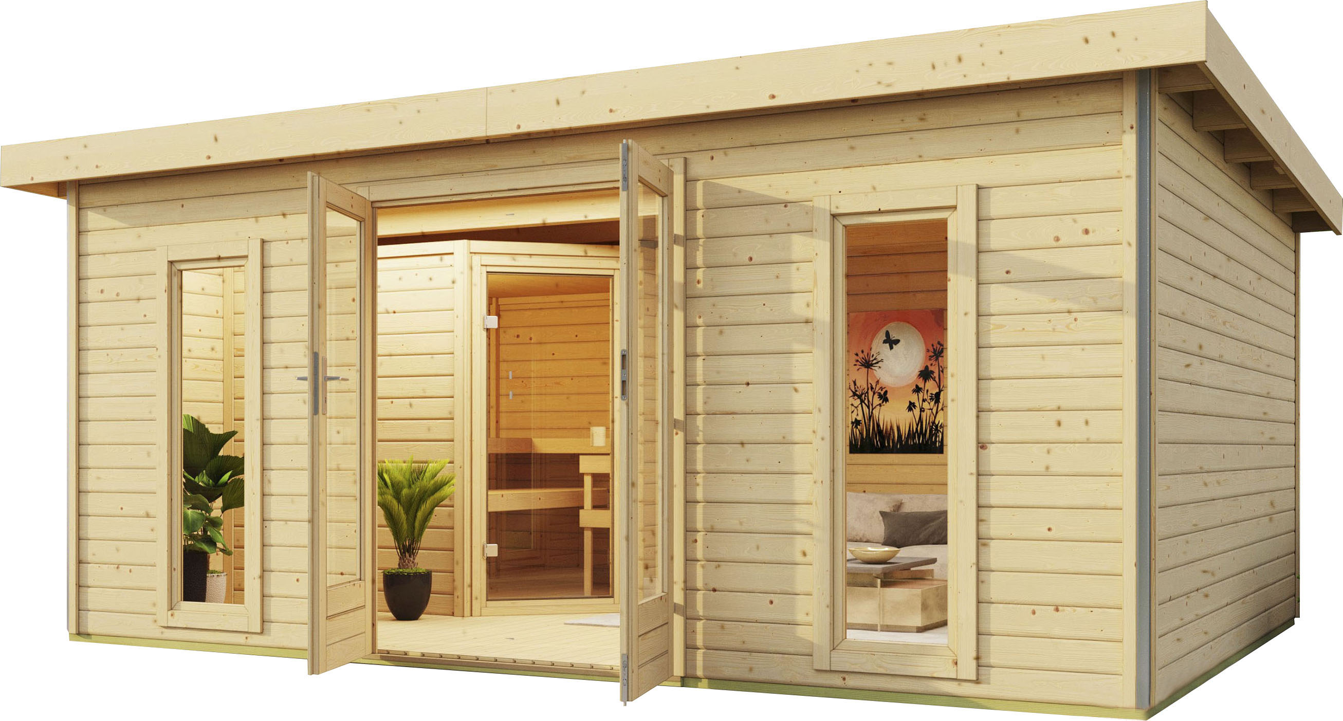 Thumbnail - KONIFERA Saunahaus "Maiko 4 SET B" Ofen 9 KW externe Strg easy