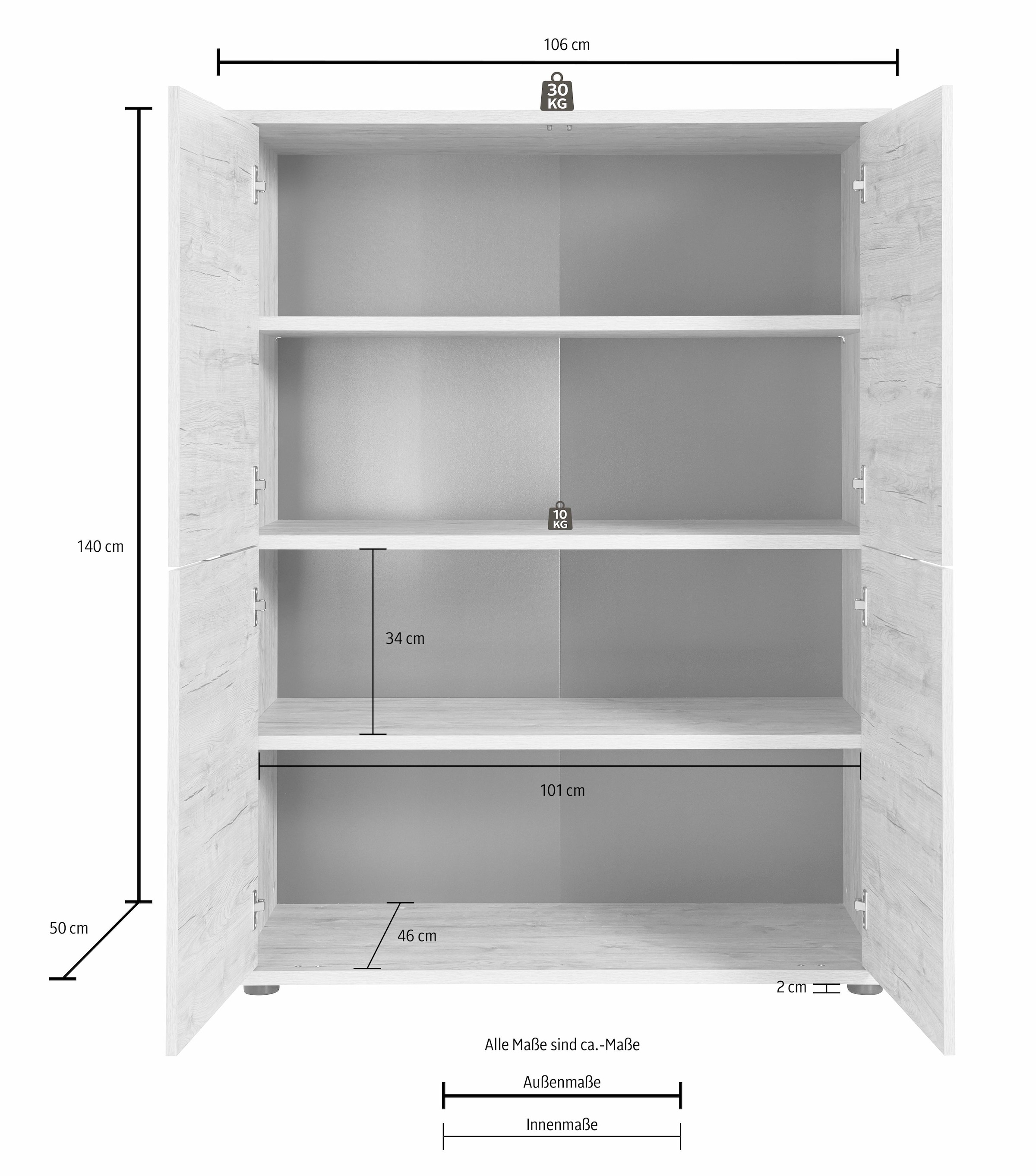 INOSIGN Highboard »Palma«, Breite 106 cm