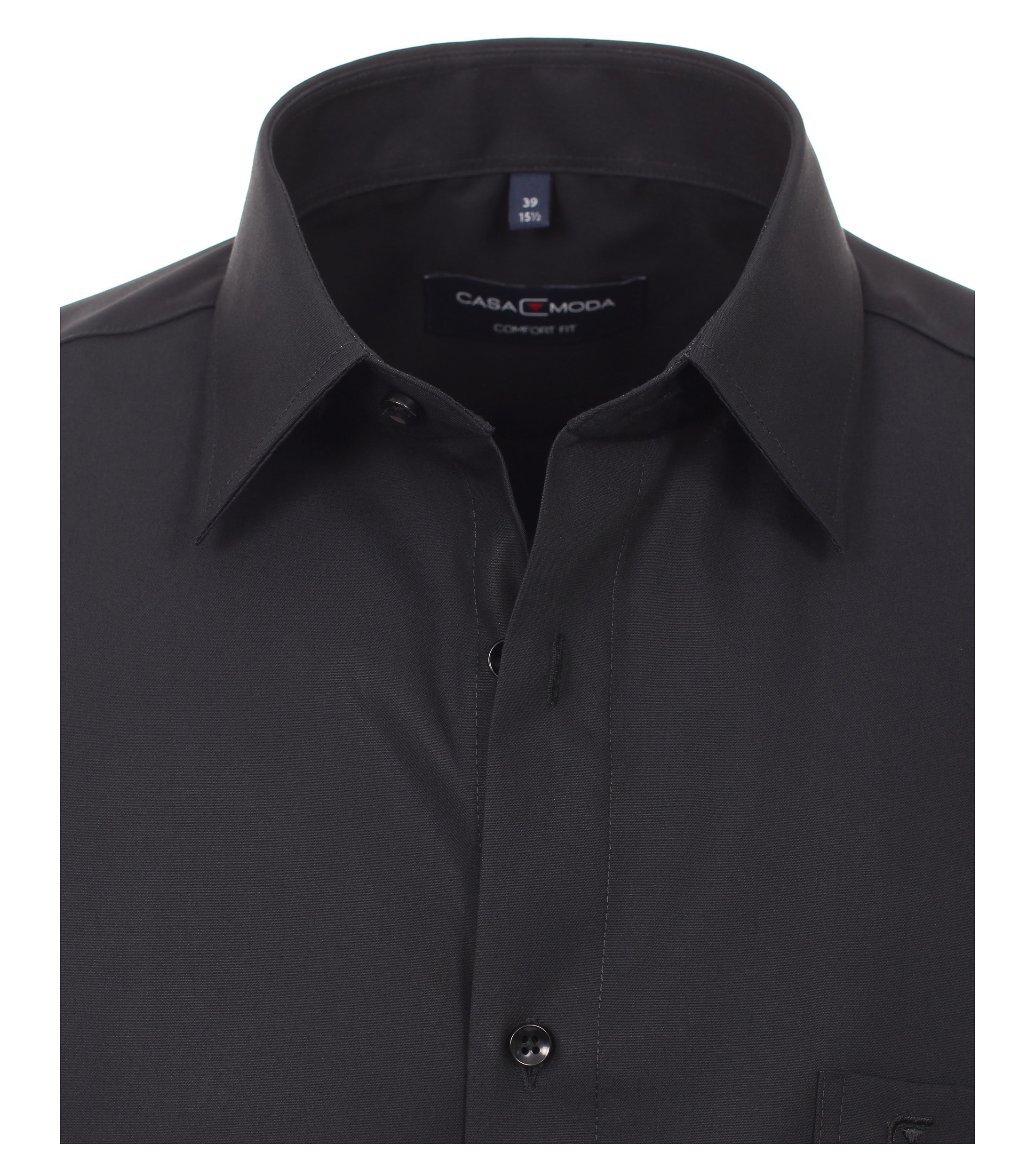 Businesshemd CASAMODA "CASAMODA Businesshemd Kurzarm uni", Herren, Gr. 38, Normalgrößen, schwarz (tiefschwarz), 100% Baumwolle, unifarben, comfort fit, Hemden 2