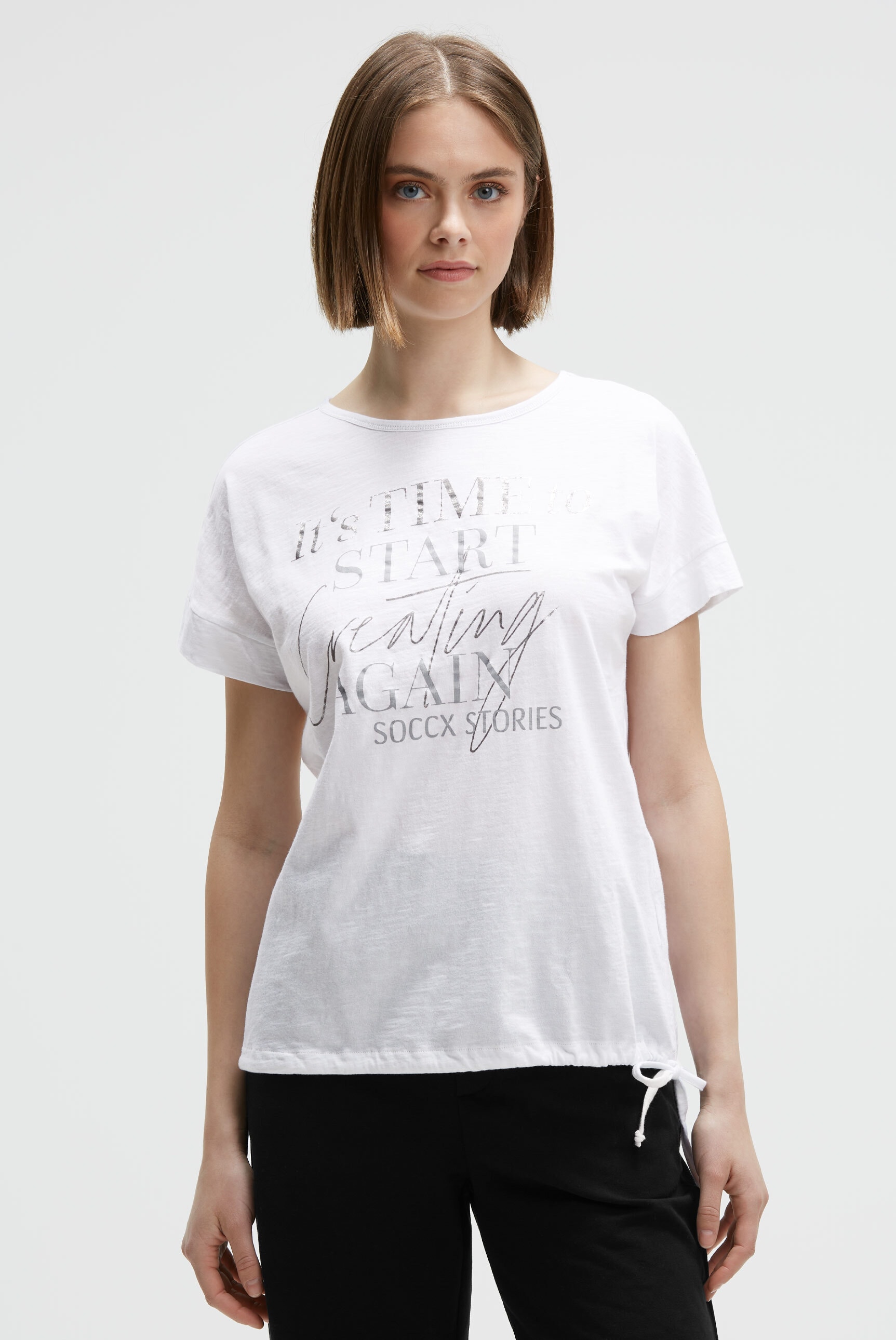 SOCCX Rundhalsshirt, mit Bindeband am Saum günstig online kaufen