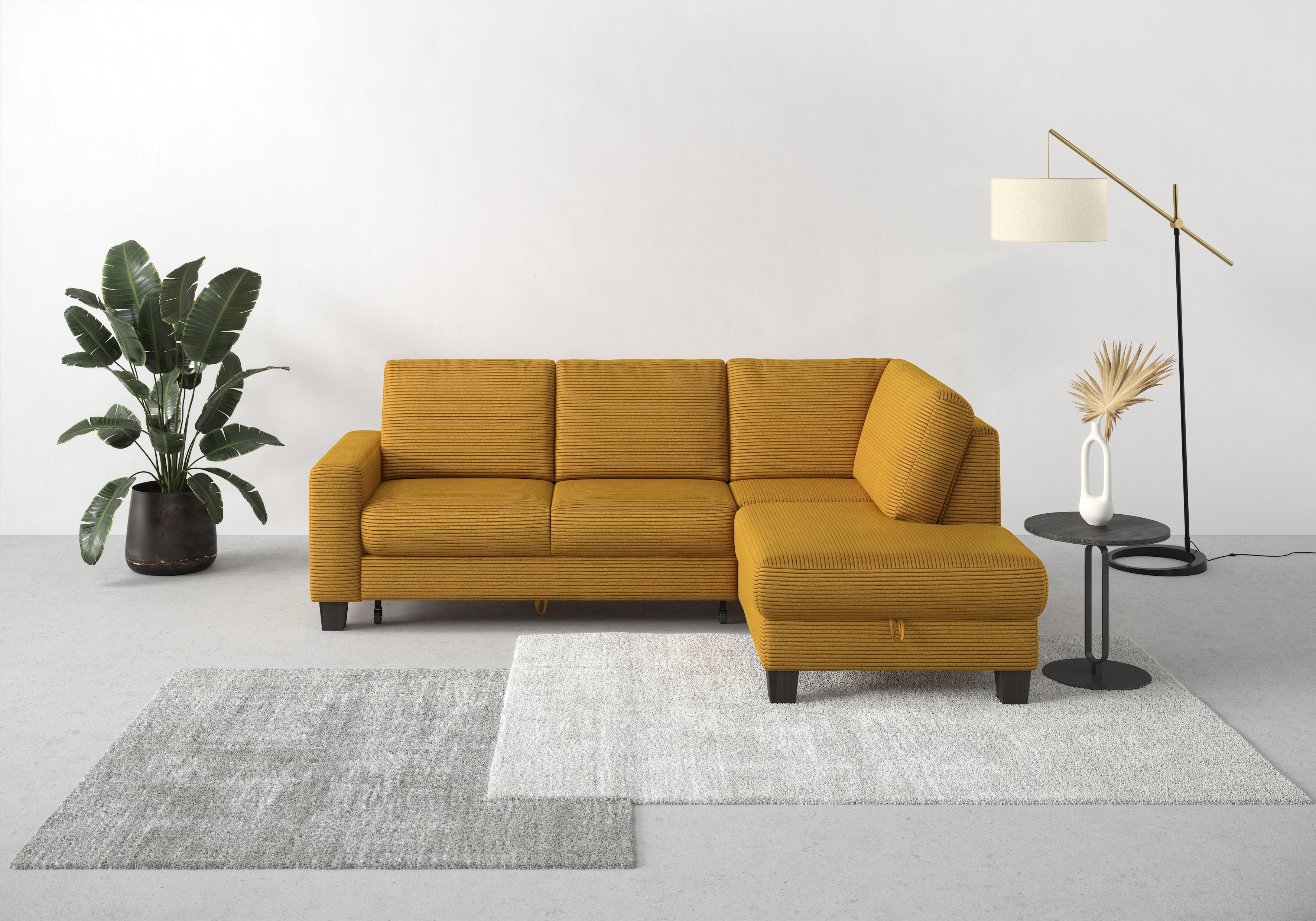 OTTO home Ecksofa "Summer L-Form" mit Ottomane, mit oder ohne Schlaffunktion und Bettkasten, Cord-Bezug