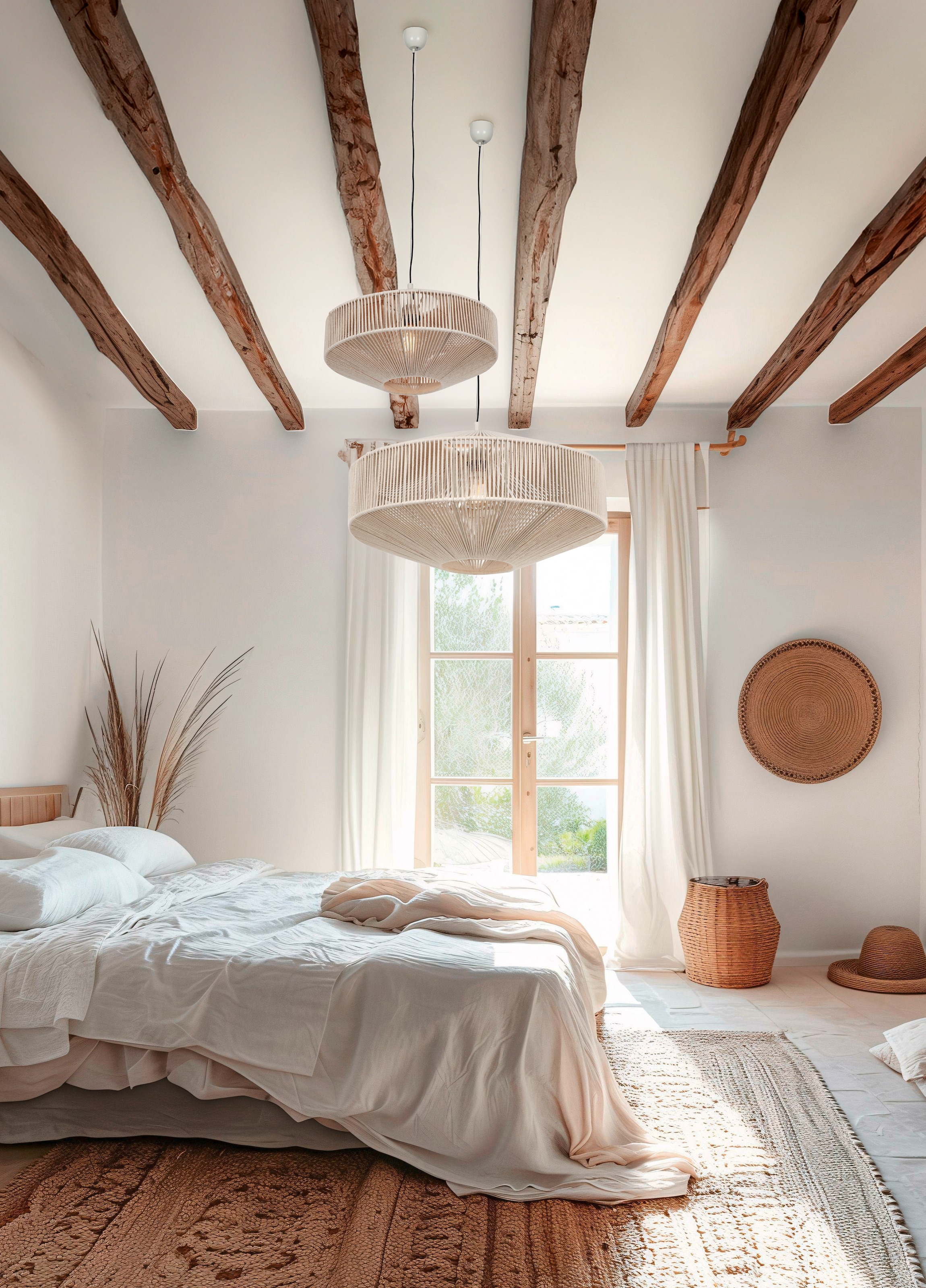 TRIO Leuchten Pendelleuchte »SVEA, Hängelampe beige aus Baumwolle im Boho-Look Höhe 150 cm« E27 1 Stk. warmweiß - kaltweiß Hängeleuchte Schlafzimmer / Wohnzimmer exkl 1x E27 max 10W