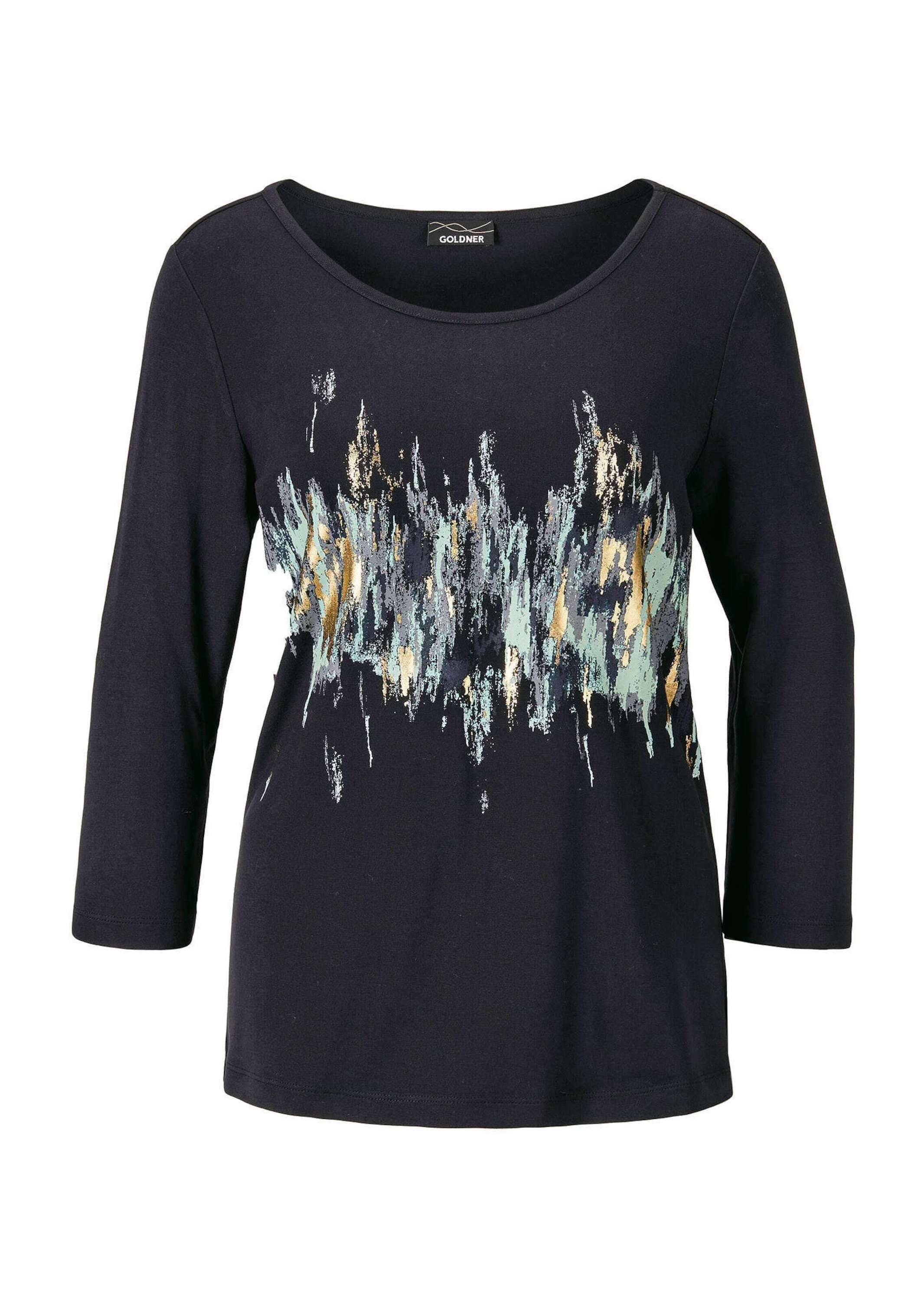 Print-Shirt GOLDNER "Shirt", Damen, Gr. 42, schwarz, Obermaterial: 95% Viskose CV. 5% Elasthan EL., normal, Tubular, Shirts, stretchbequemer Viskosejersey