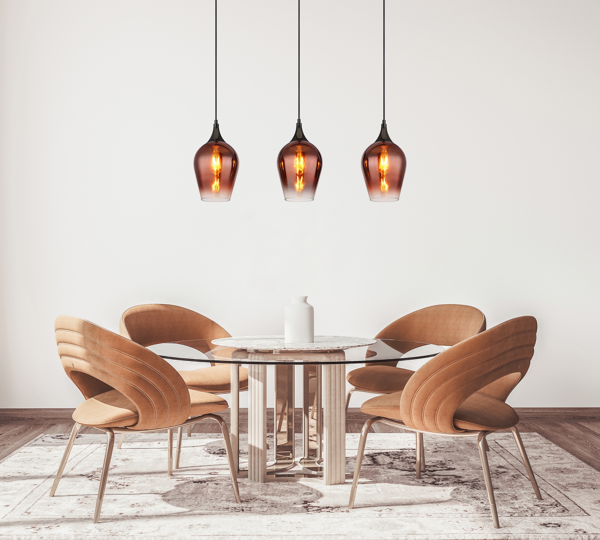 GLOBO LIGHTING Hängeleuchte »LAVUS«, Leuchtmittel E27 | ohne Leuchtmittel, Hängelampe/Pendelleuchte/Glas rot/ Höhe kürzbar/Wohnzimmer/Esszimmer