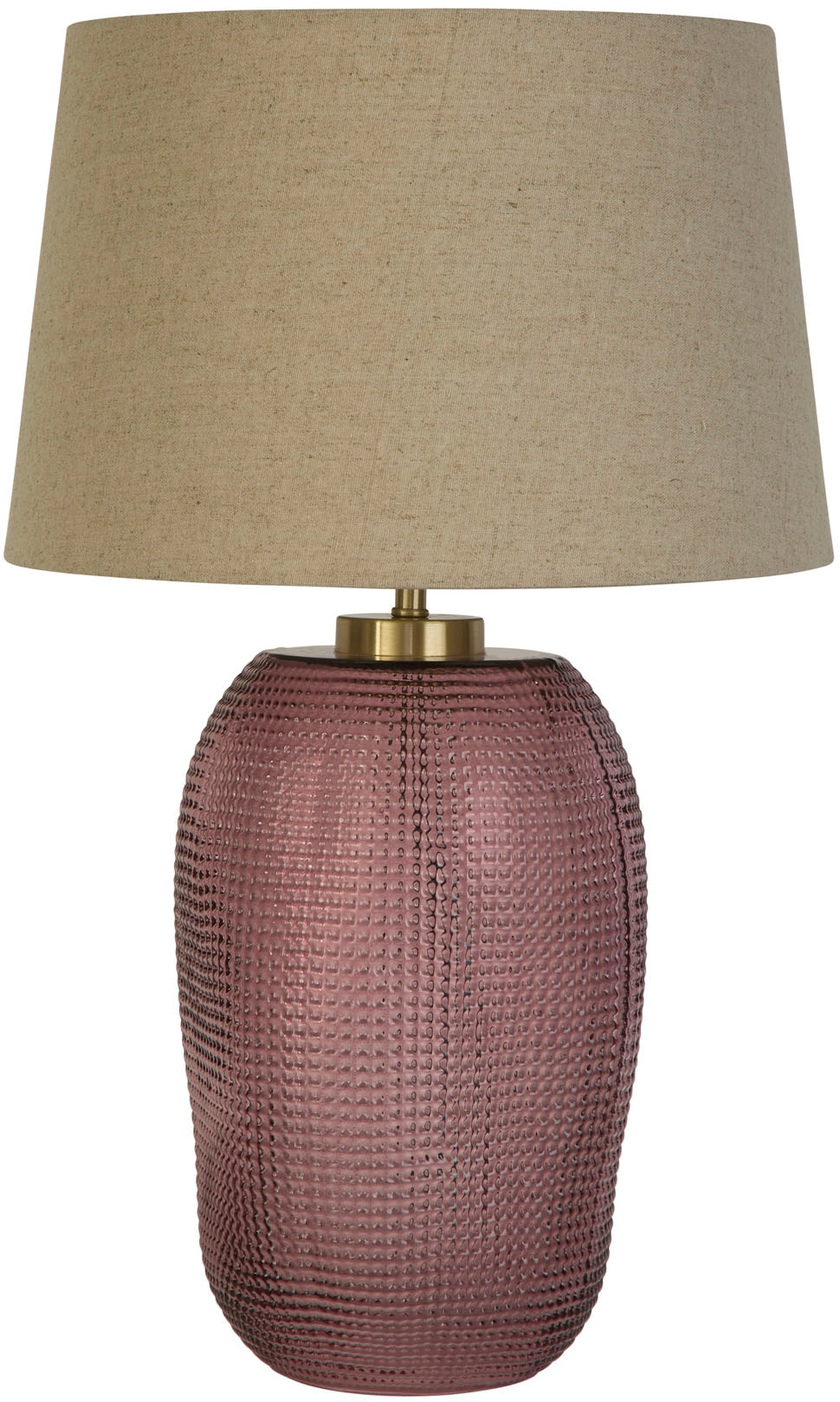 Searchlight Tischleuchte »Amethyst 1Lt Tischleuchte, rosa Glas mit natürlichem Leinenton.« E27 1 Stk.