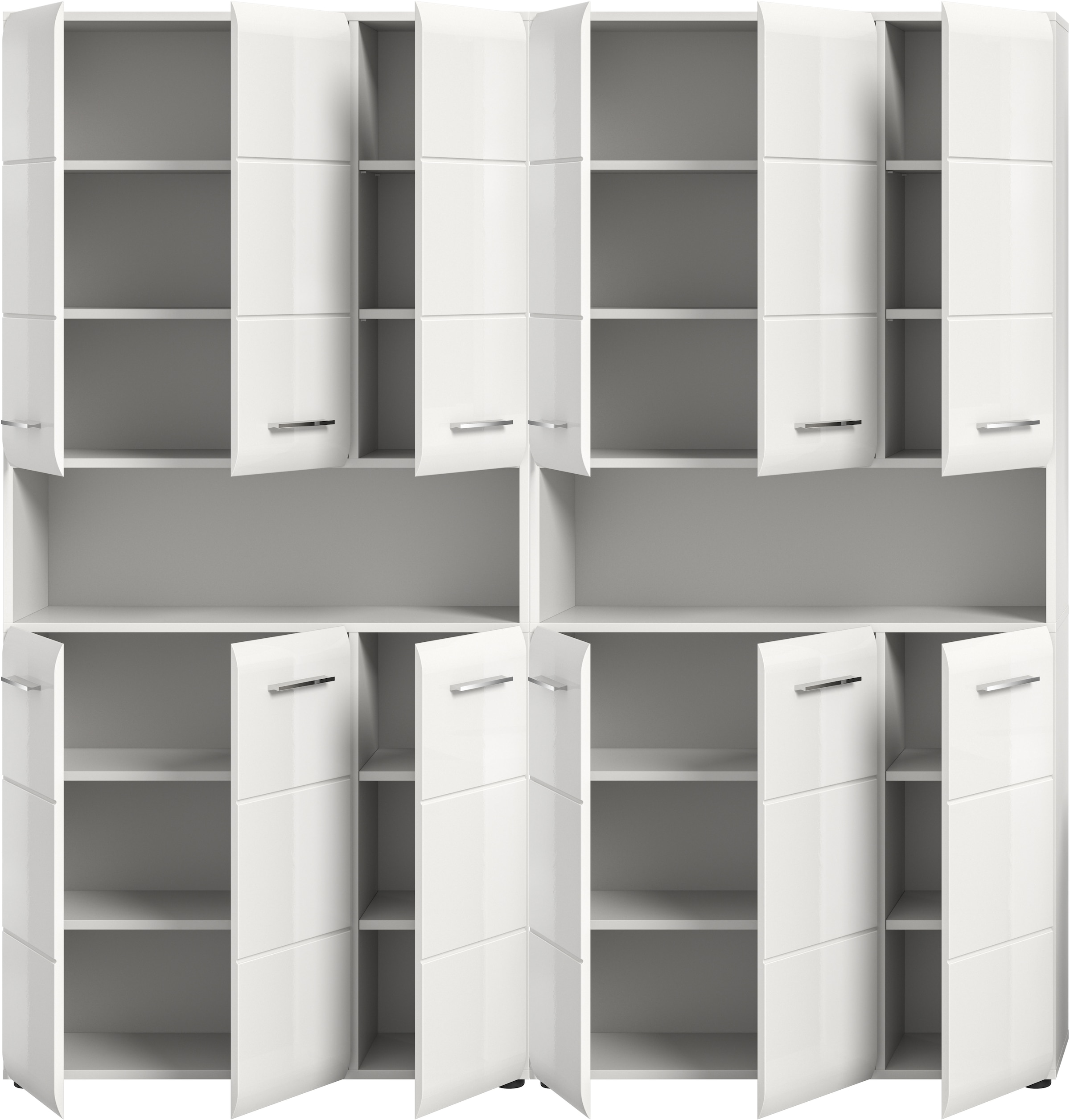 INOSIGN Badezimmer-Set, (Set, 2 St.), Florenz, Badkombination 2-tlg. Weiß hochglanz, Mehrzweckschränke