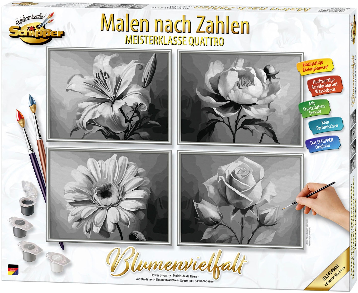 Schipper Malen nach Zahlen »Meisterklasse Quattro, Blumenvielfalt«, Made in Germany