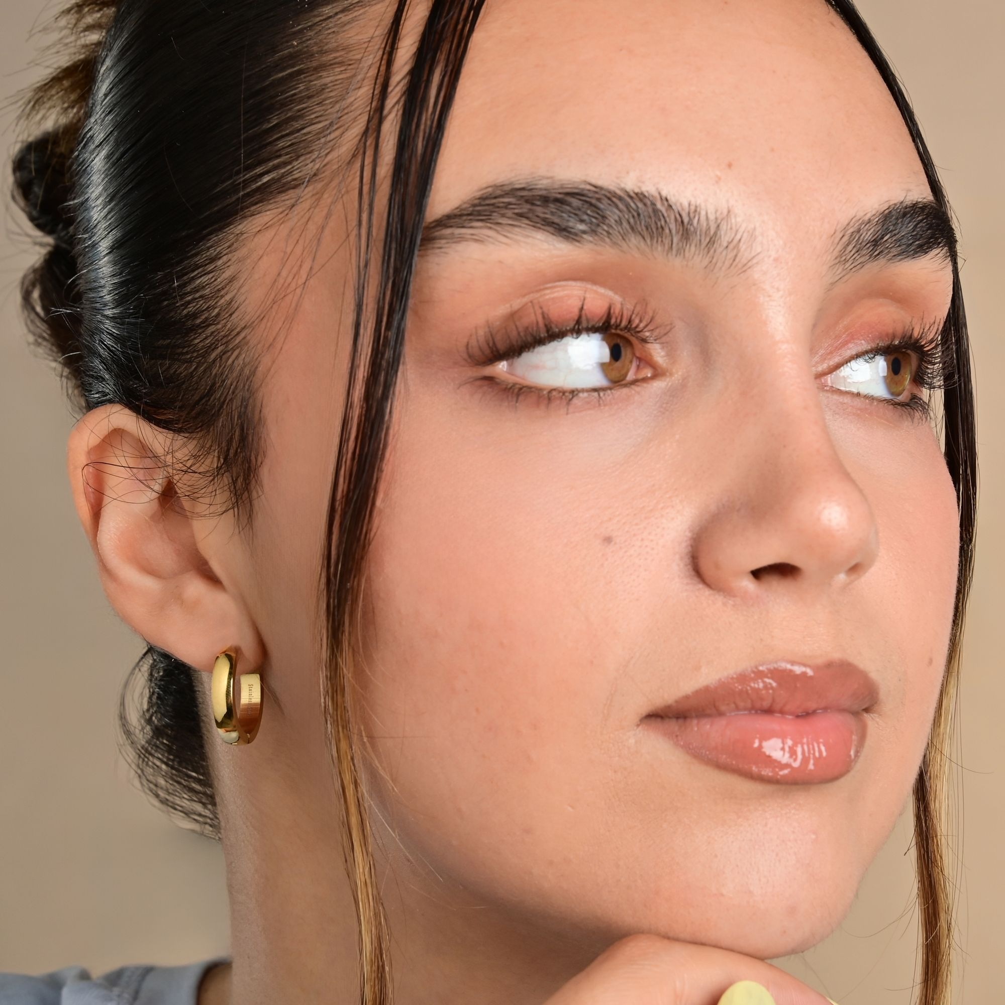 Klappcreolen ADELIA´S "Damen Ohrringe – Klappcreole aus Edelstahl", Damen, Gr. Damen, Edelstahl, gold, Ohrringe Klappcreolen, Perfekt zum Verschenken an besondere Menschen 2