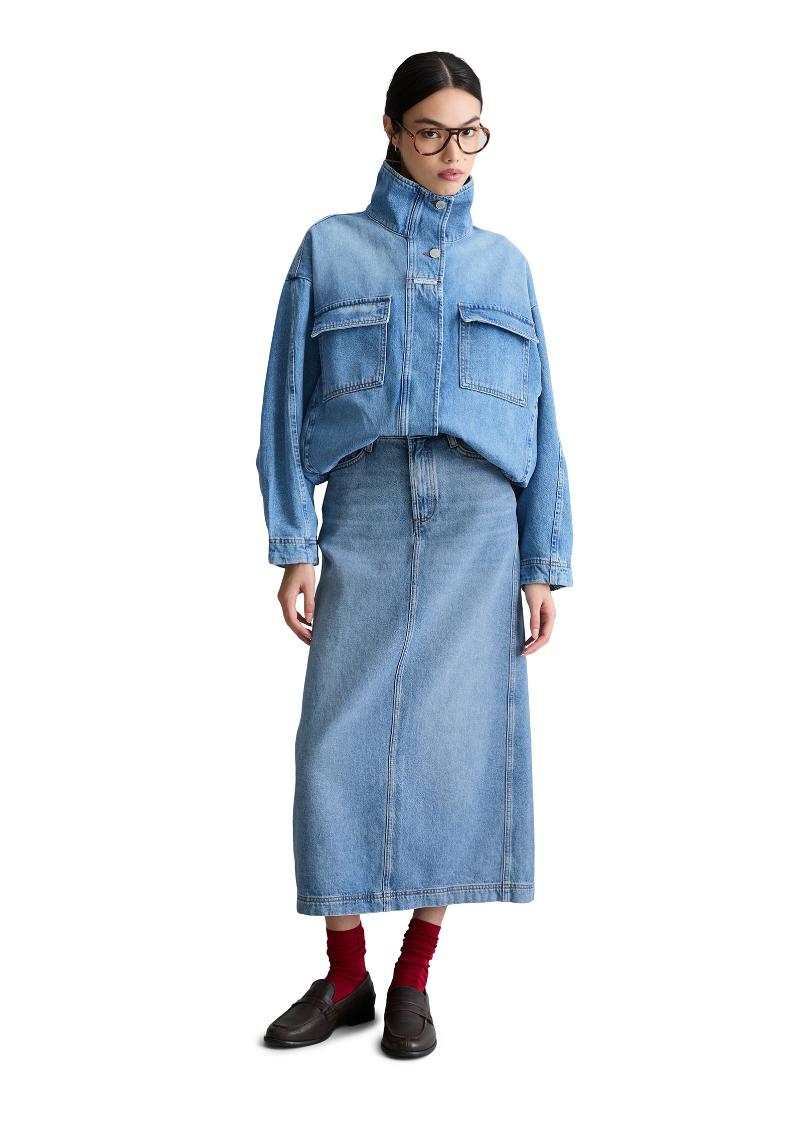 Marc O'Polo DENIM Jeansjacke Funnel-Neck-Jeansblouson oversize