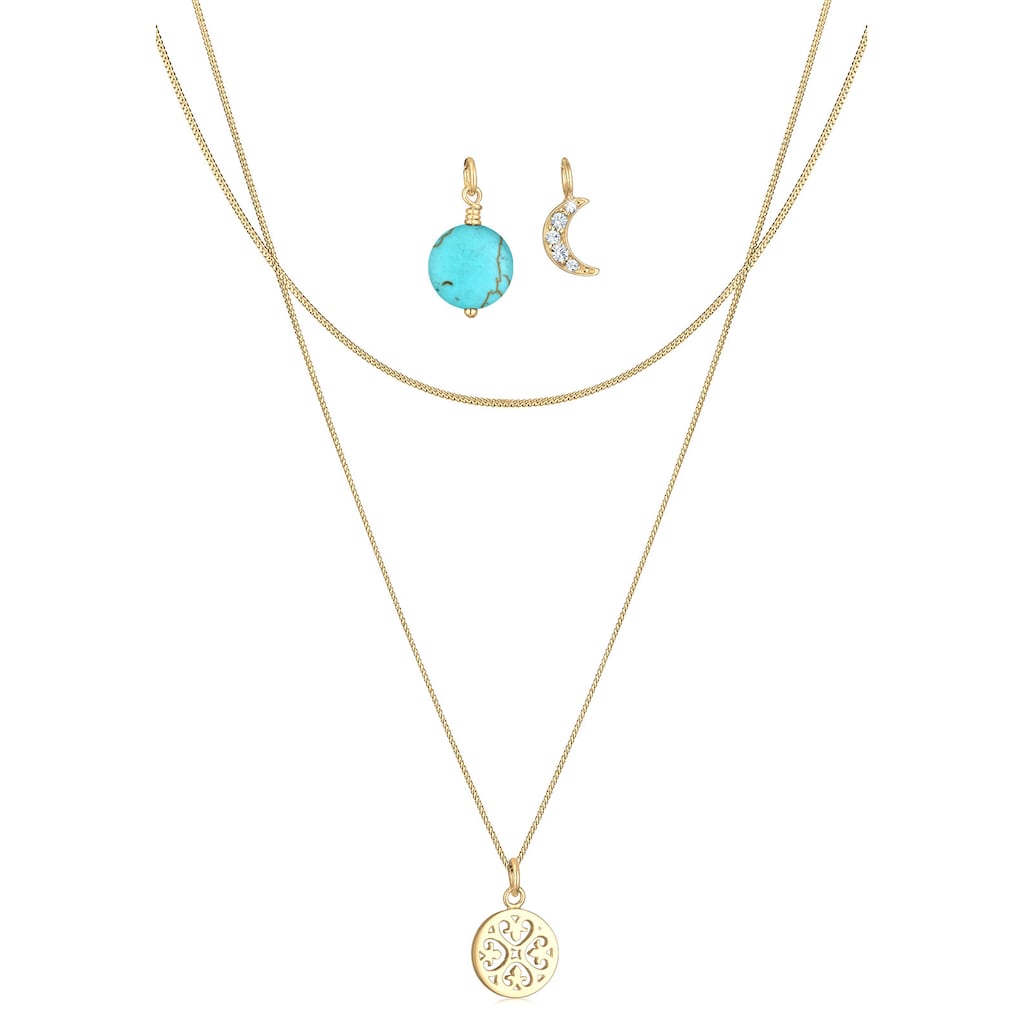 Elli Collierkettchen »Halbmond Ornament Kristalle Silber« Elli Collierkettchen »Halbmond Ornament Kristalle Silber«
