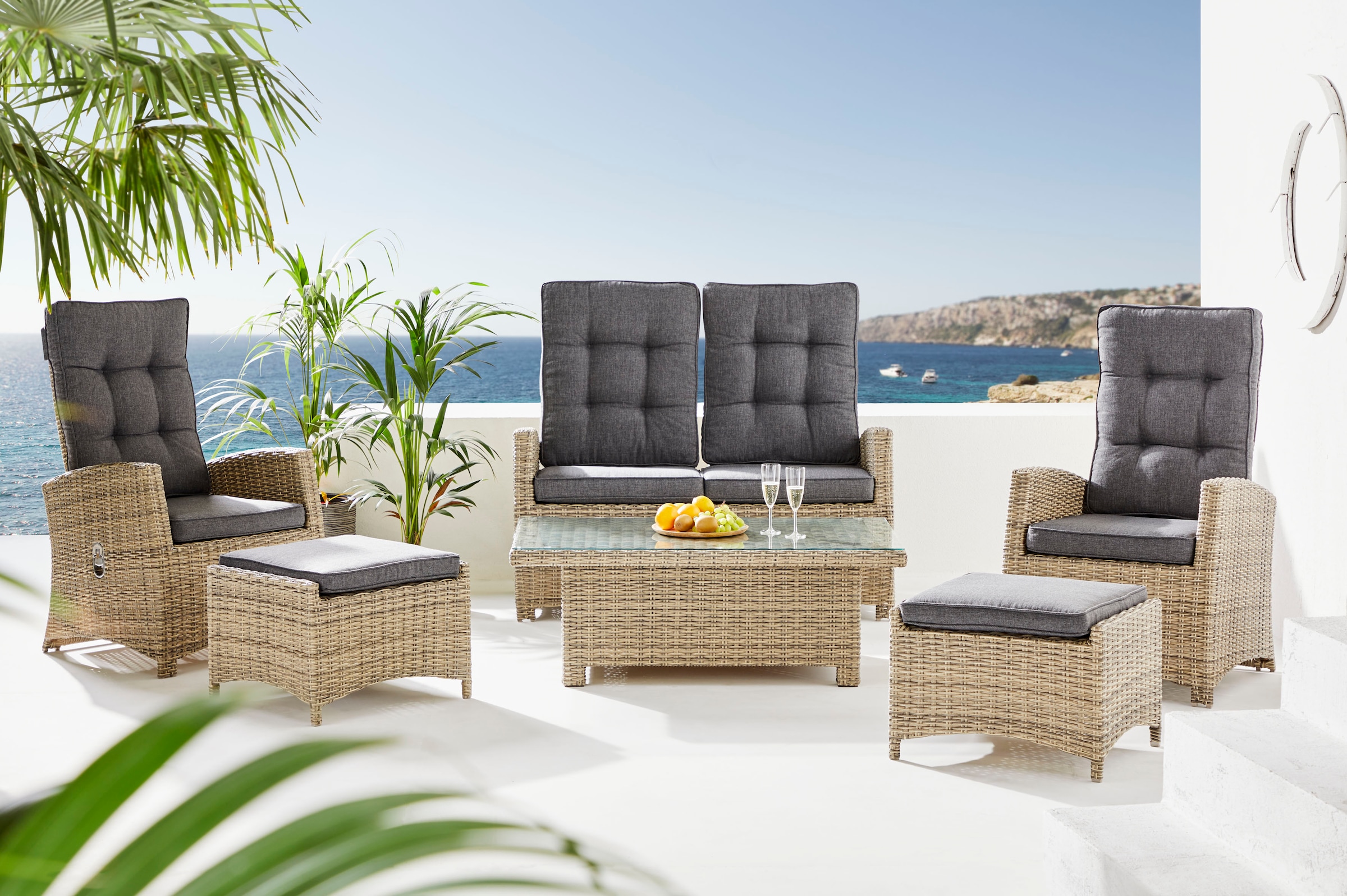 Gartenlounge-Set »Monaco«, (Set, 16 tlg., inkl. Auflagen, Alu, Polyrattan),...