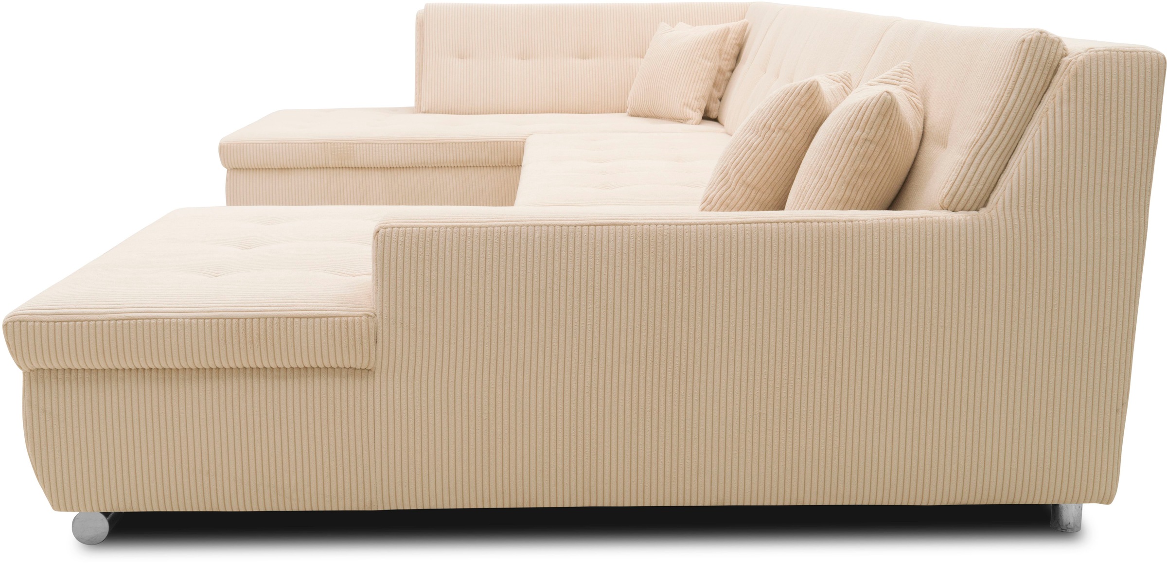DOMO collection Wohnlandschaft »Treviso incl. Zierkissen, moderne Steppung, XXL: B/T/H: 364/201/83 cm«, wahlweise mit Bettfunktion, in vielen Bezugsarten auch in Cord U-Form