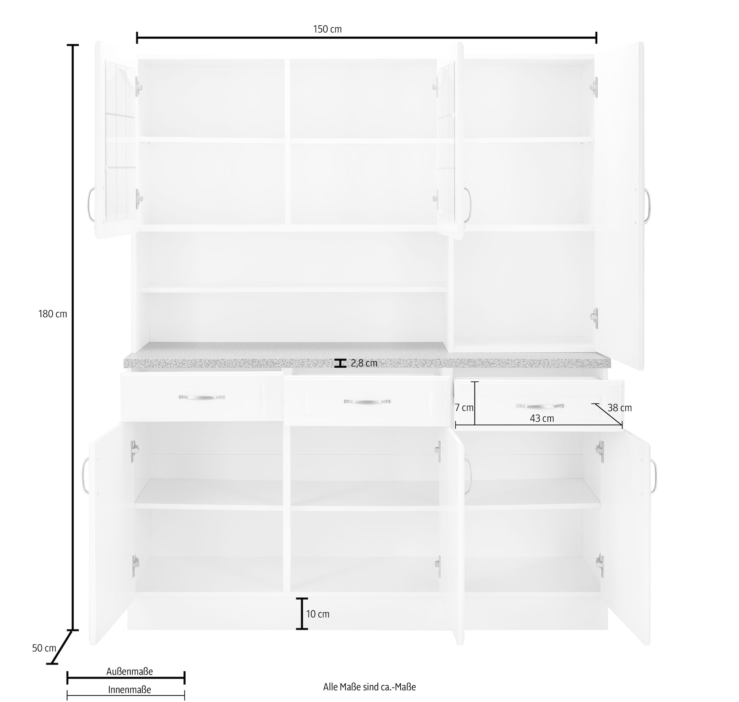 wiho Küchen Küchenbuffet »Linz«, 150 cm breit, in Landhaus-Optik