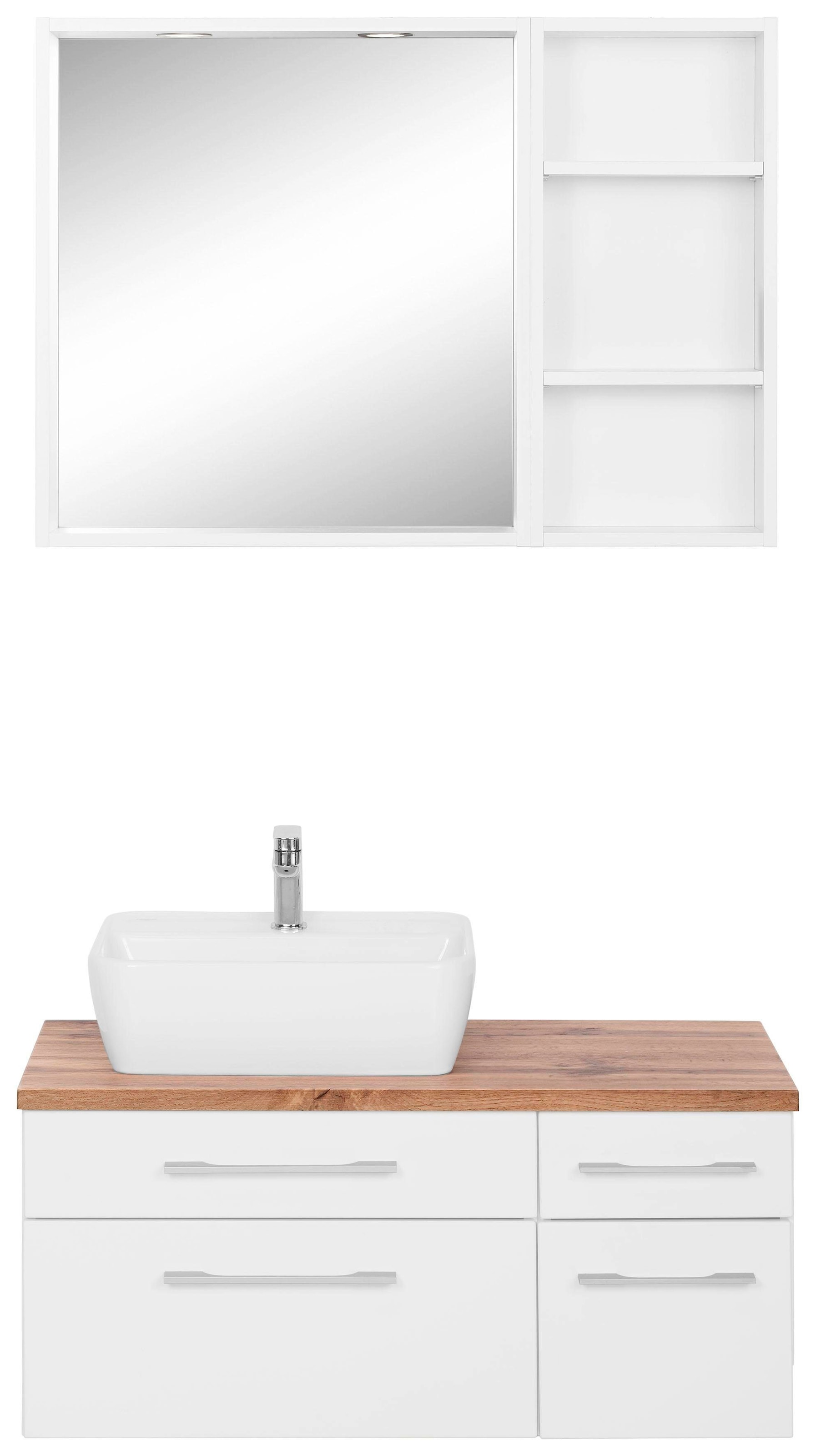 welltime Badmöbel-Set "Davos" 3 Stk. tlg. mit 2 Touch-LED-Einbauleuchten günstig online kaufen