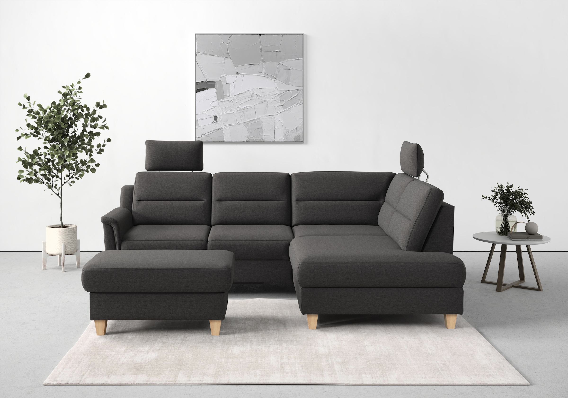 sit&more Ecksofa "Farö L-Form" inklusive Federkern, wahlweise mit Schlaffunktion und Bettkasten