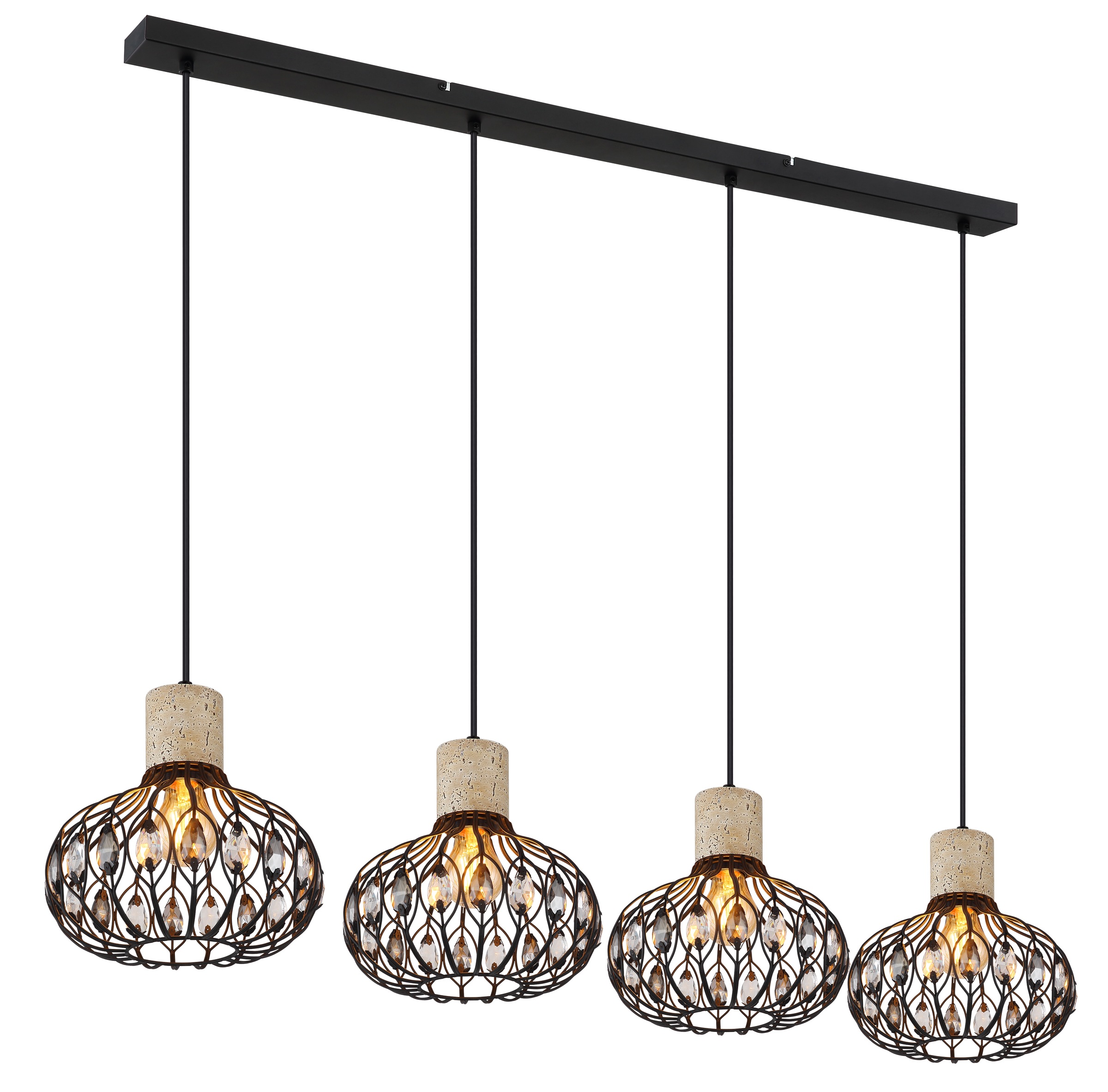 GLOBO LIGHTING Hängeleuchte »DORTHY« E27 1 Stk. Kürzbare Hängeleuchte schwarz matt mit Travertine Stein, modern