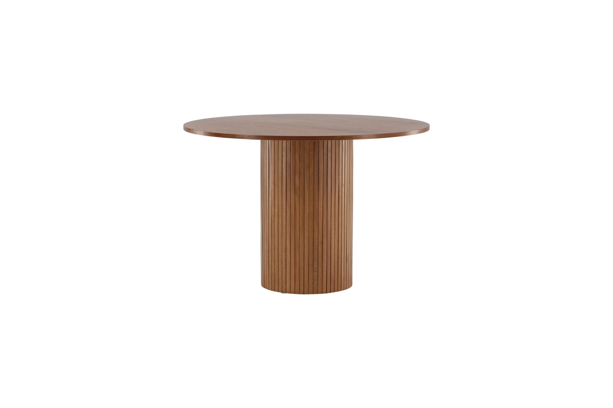 Venture Home Esstisch "Bianca, runder Esstisch Ø 110 cm in Walnuss mit gerippter Basis" Esszimmertisch, MDF, Furnier, Säulenfuß gerippt, edel, einladend