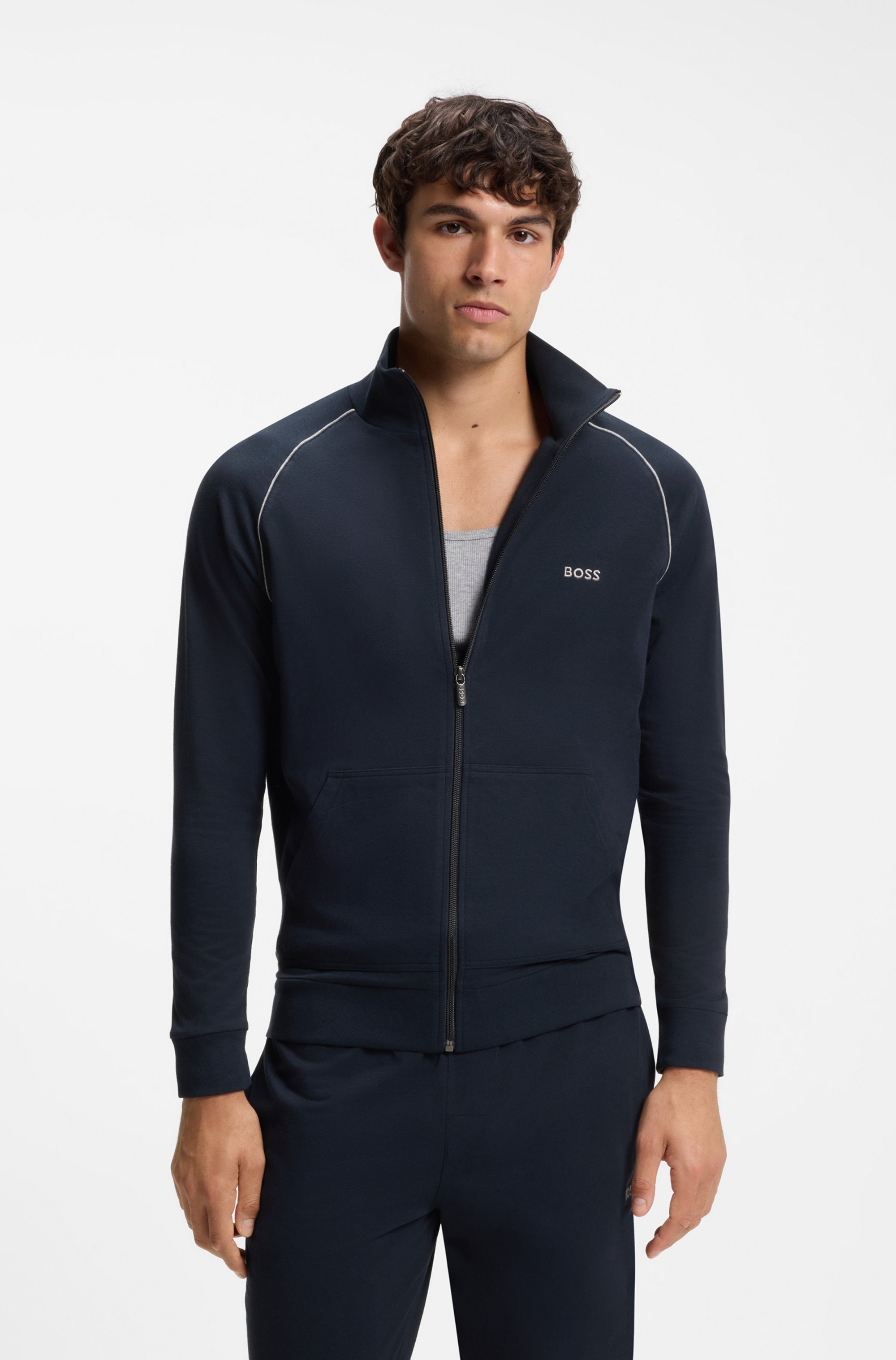 BOSS Sweatjacke »Mix&Match Jacket Z« mit Kontrastnaht am Ärmel